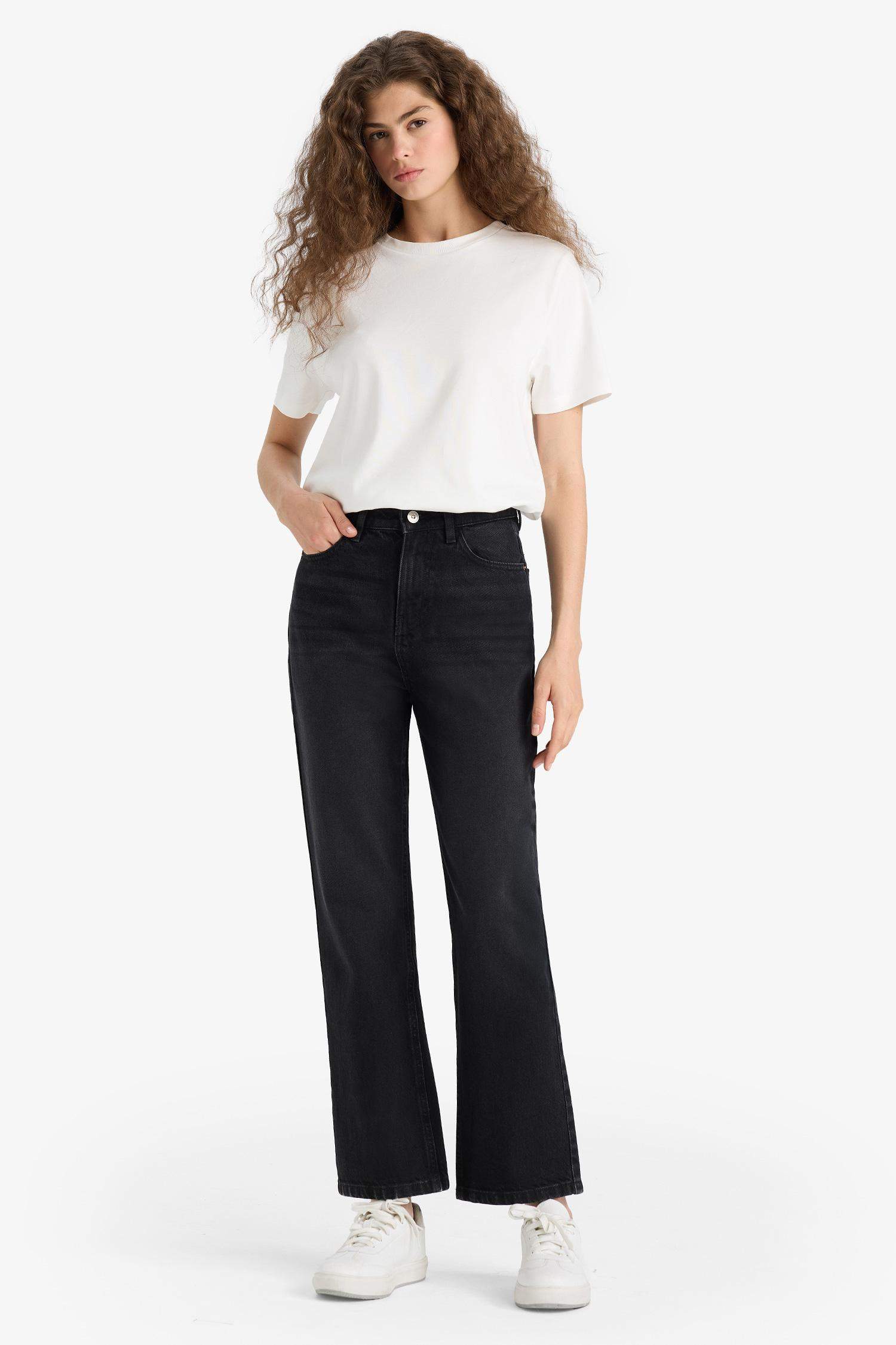 Straight Fit High Waist Straight Leg Jeans