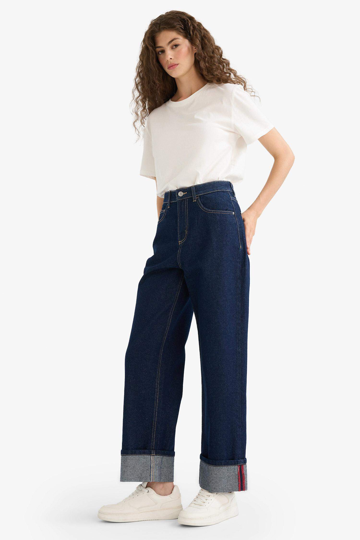 Relax Fit High Waist Straight Leg Jeans