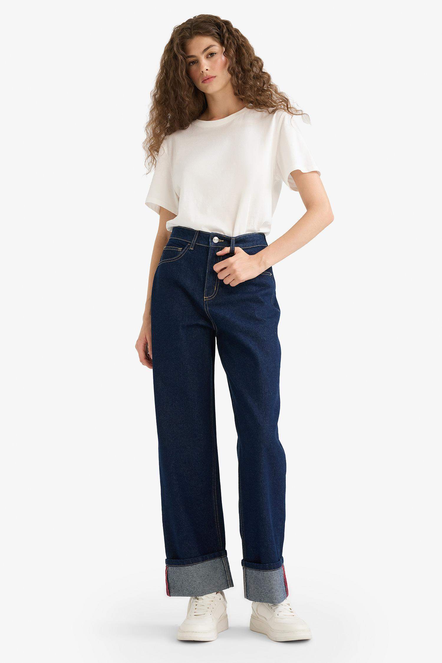 Relax Fit High Waist Straight Leg Jeans