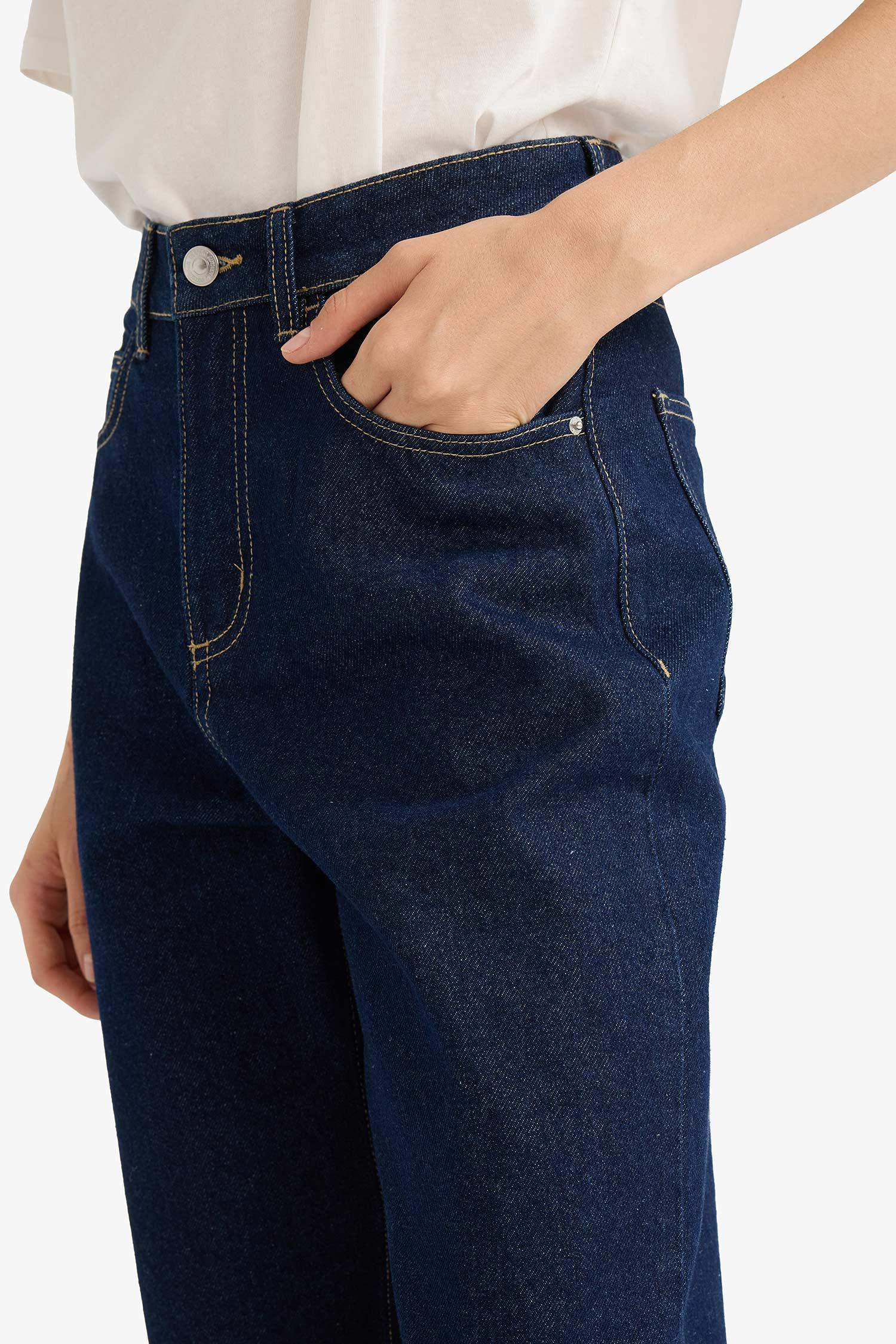 Relax Fit High Waist Straight Leg Jeans