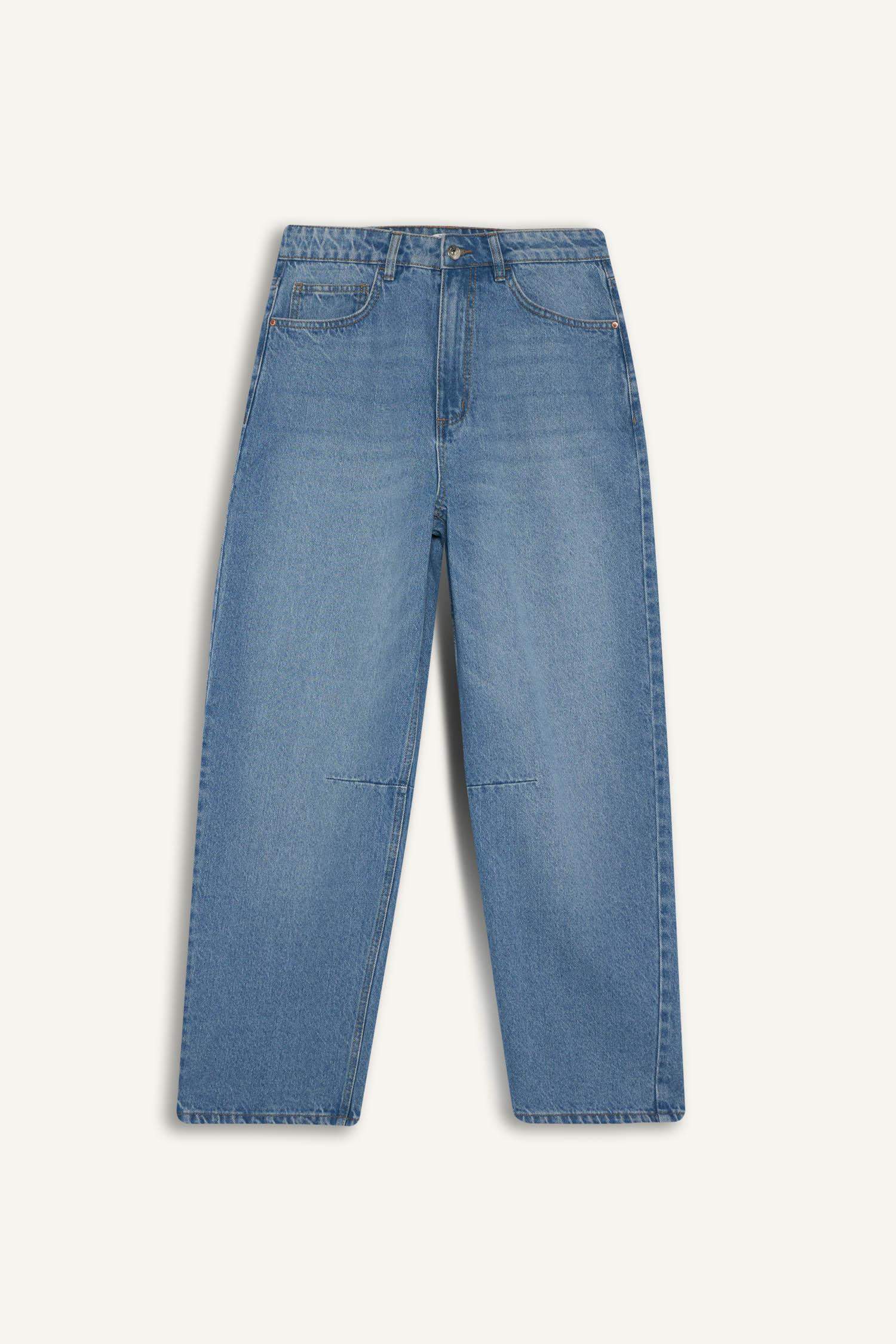 Regular Hem Denim High Waist Trousers