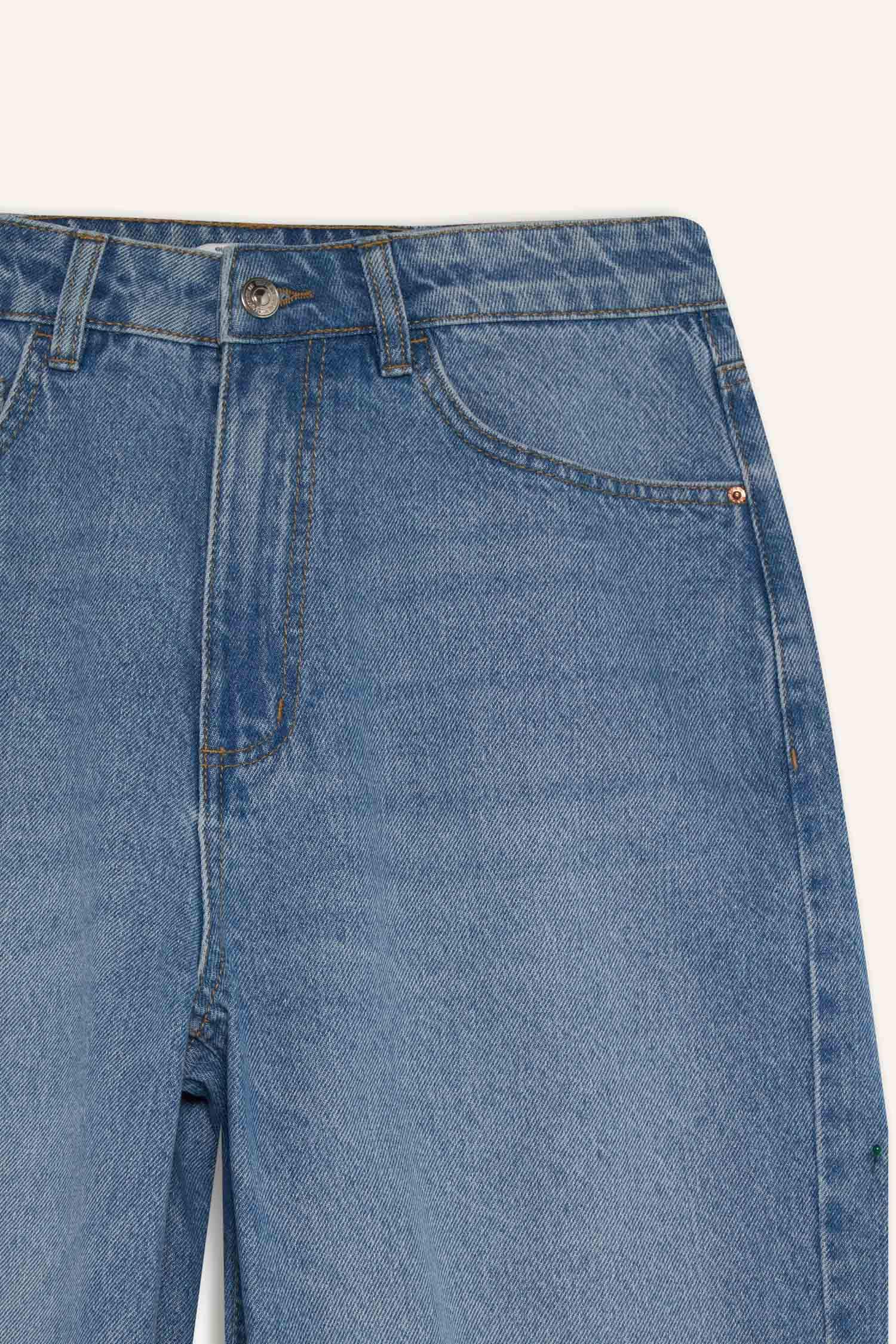 Regular Hem Denim High Waist Trousers