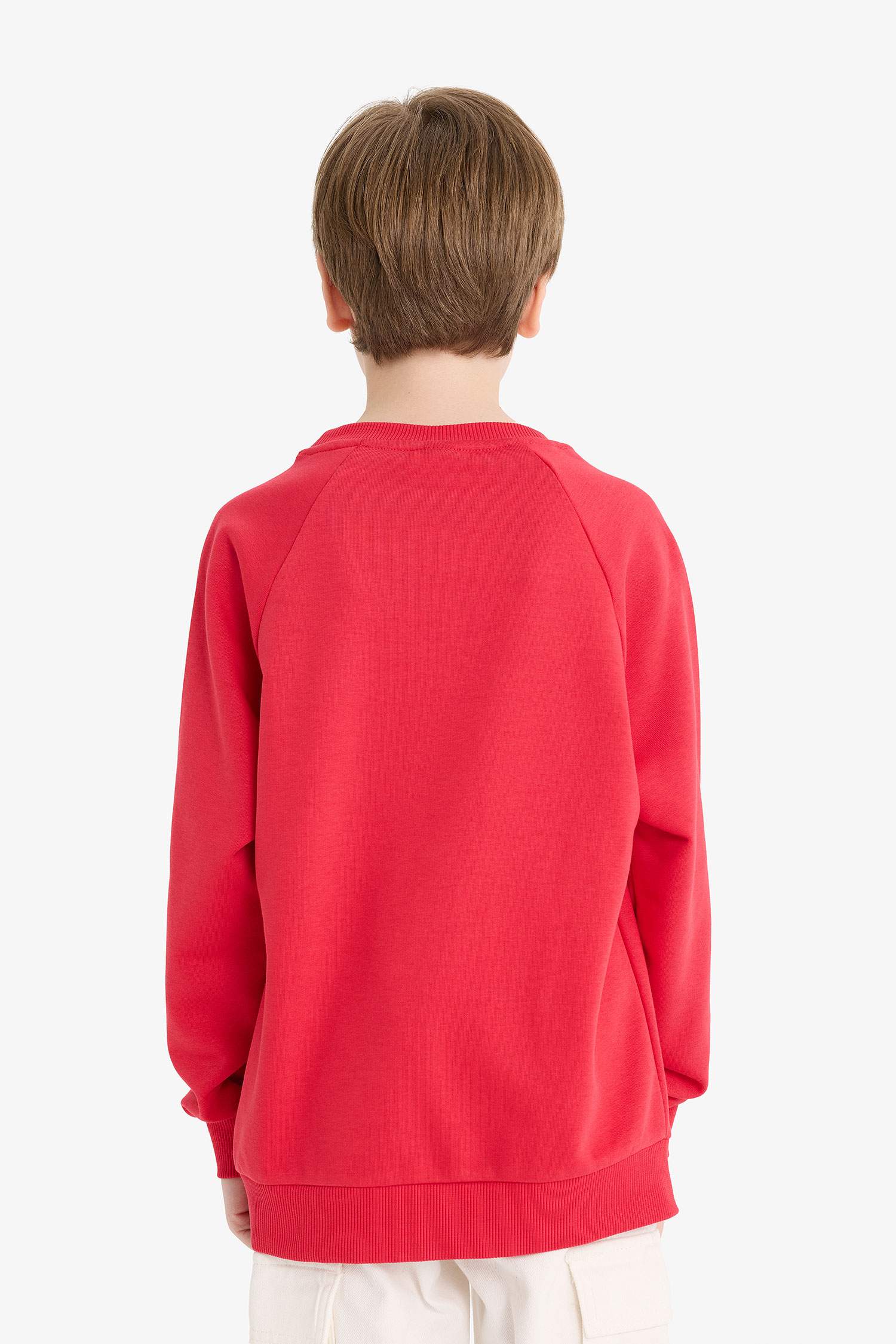 Erkek Çocuk Bisiklet Yaka Basic Düz Okul Sweatshirt