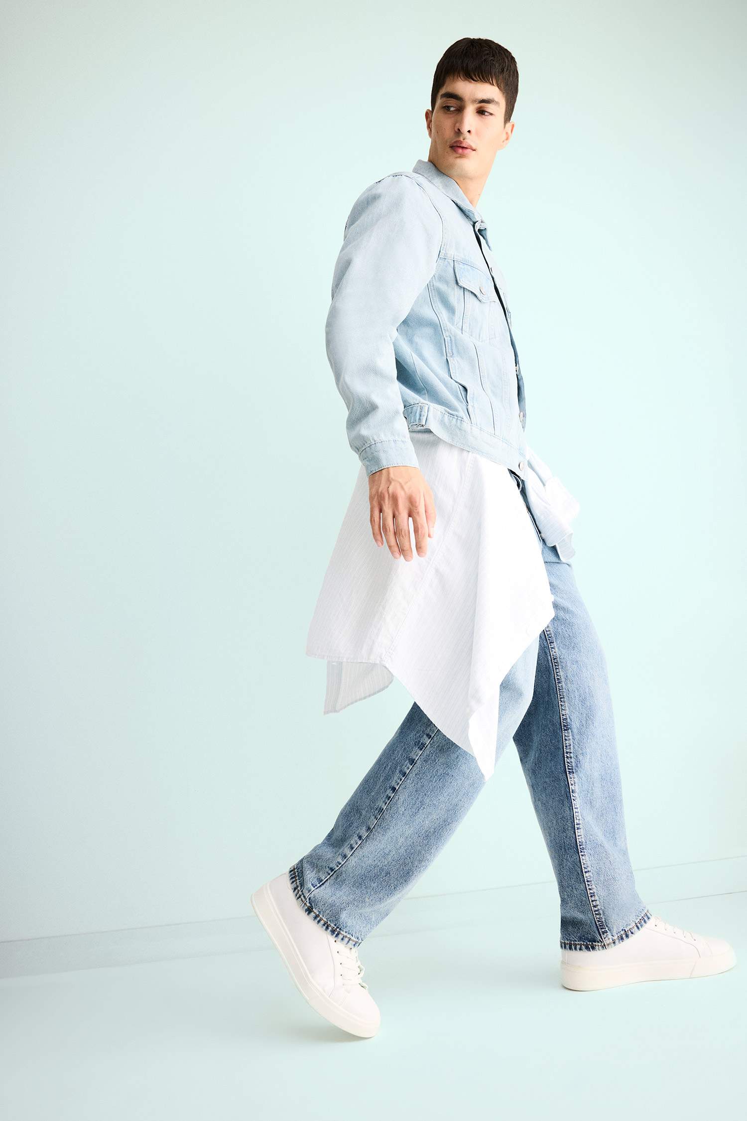 %100 Pamuk Baggy Fit Normal Bel Geniş Paça Jean Pantolon