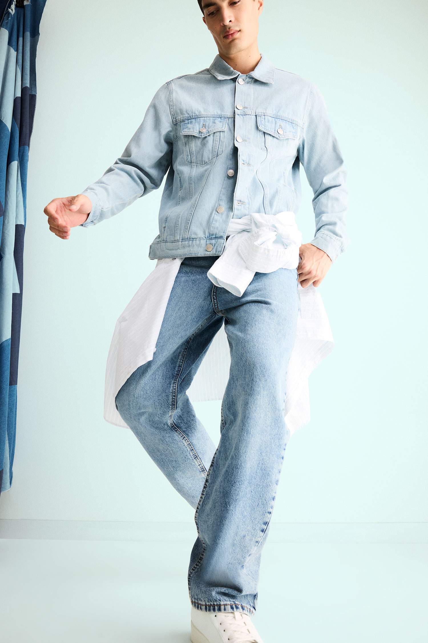 %100 Pamuk Baggy Fit Normal Bel Geniş Paça Jean Pantolon