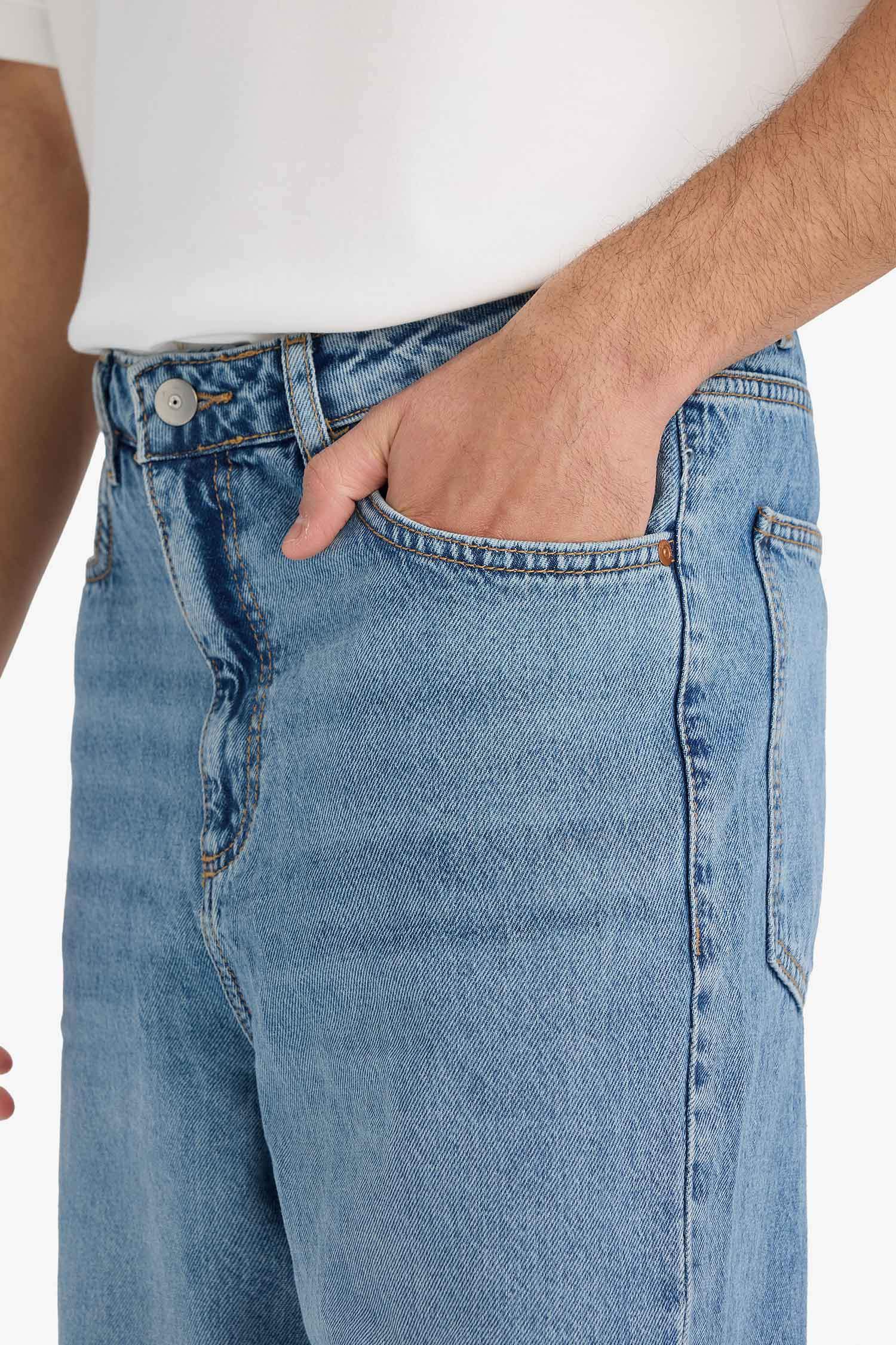 Cotton Baggy Fit Regular Waist Wide Leg Jeans