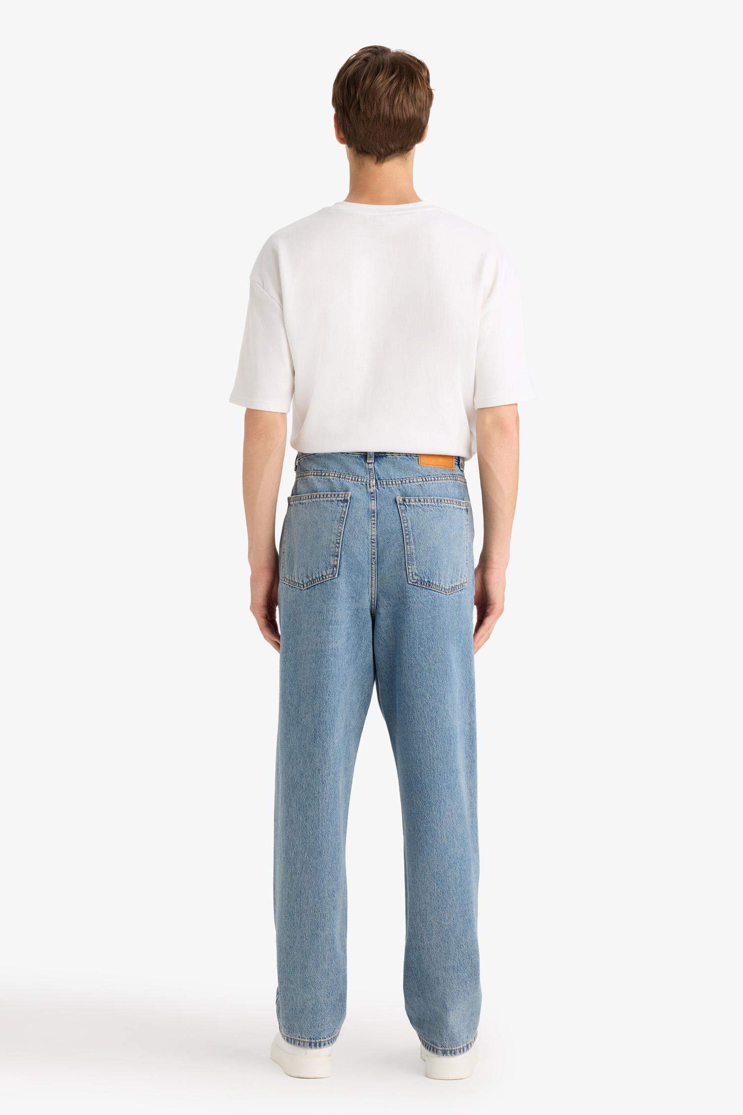 %100 Pamuk Baggy Fit Normal Bel Geniş Paça Jean Pantolon