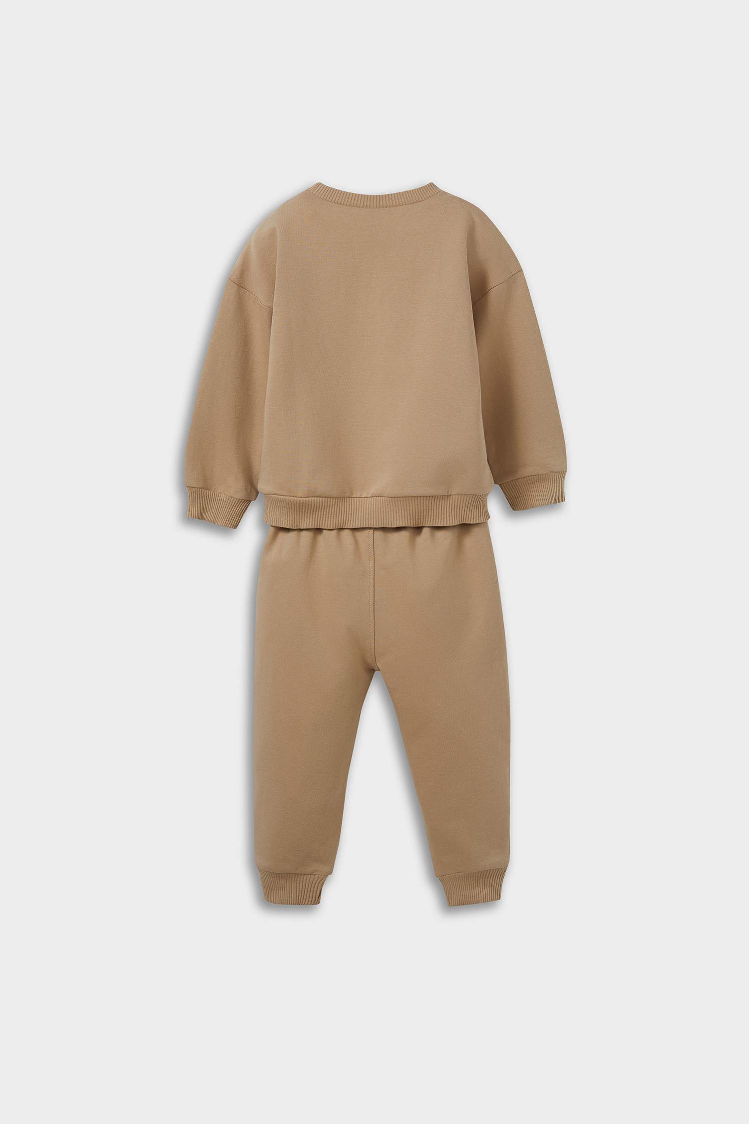 Erkek Bebek 2'li Takım Basic Düz Sweatshirt Eşofman Altı 