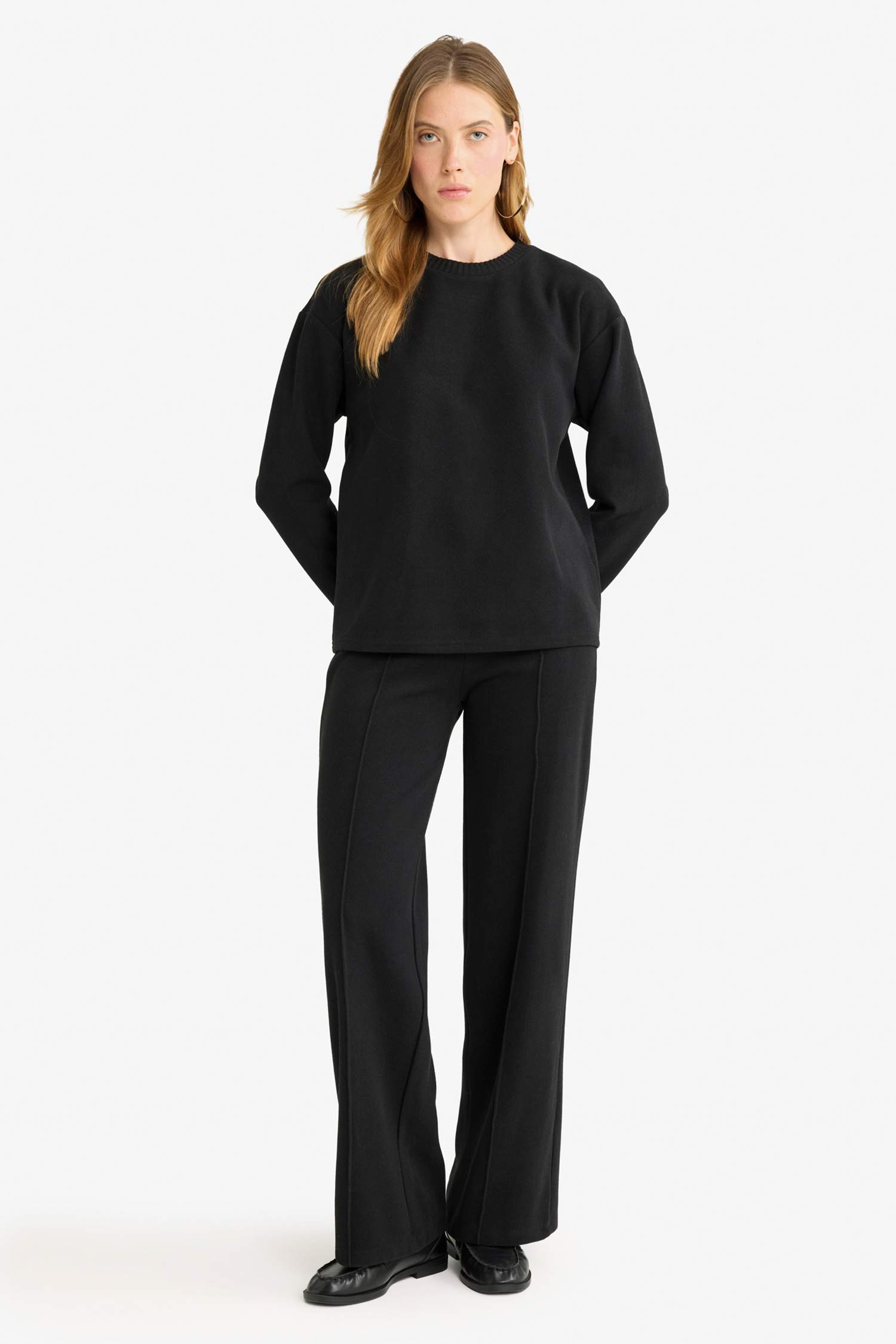 Straight Fit Beli Lastikli Selanik Kumaş Pantolon