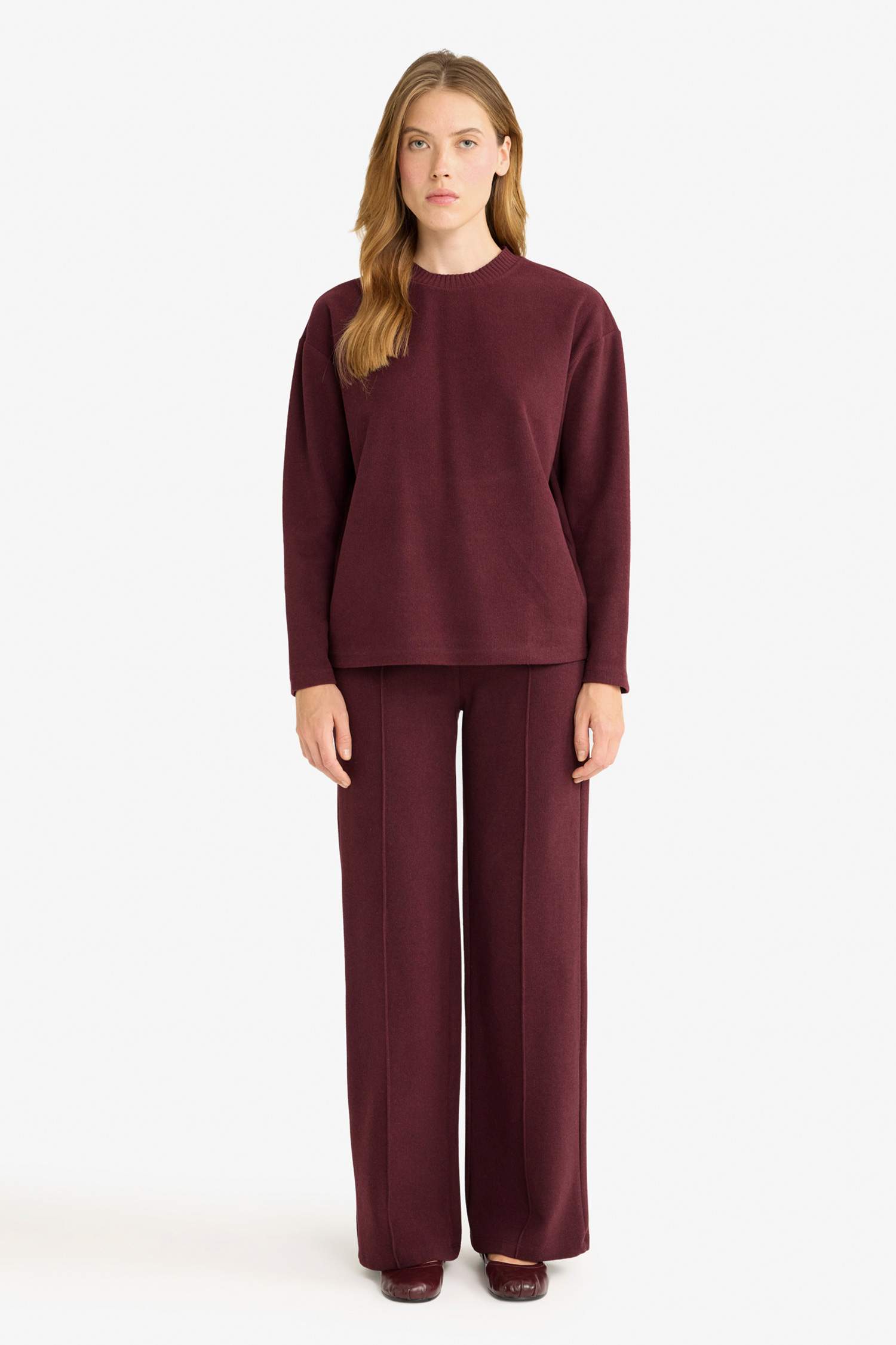 Straight Fit Beli Lastikli Selanik Kumaş Pantolon