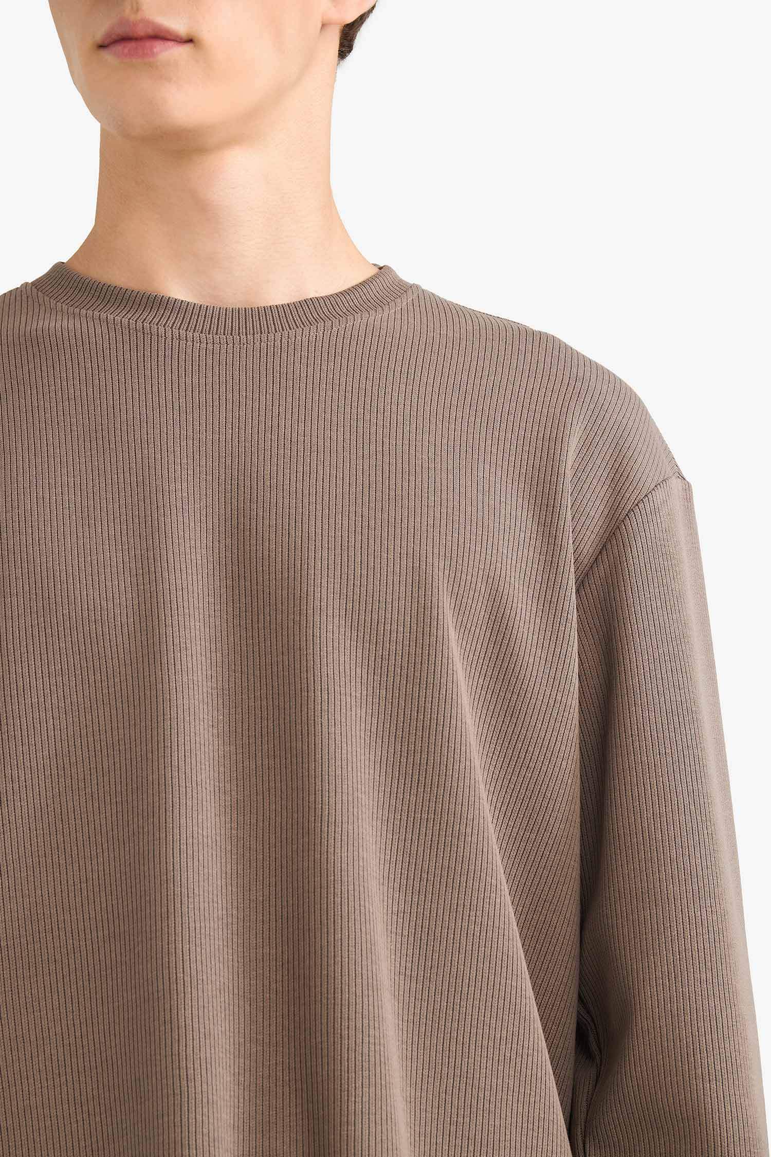 Regular Fit Crew Neck Knit Look T-Shirt