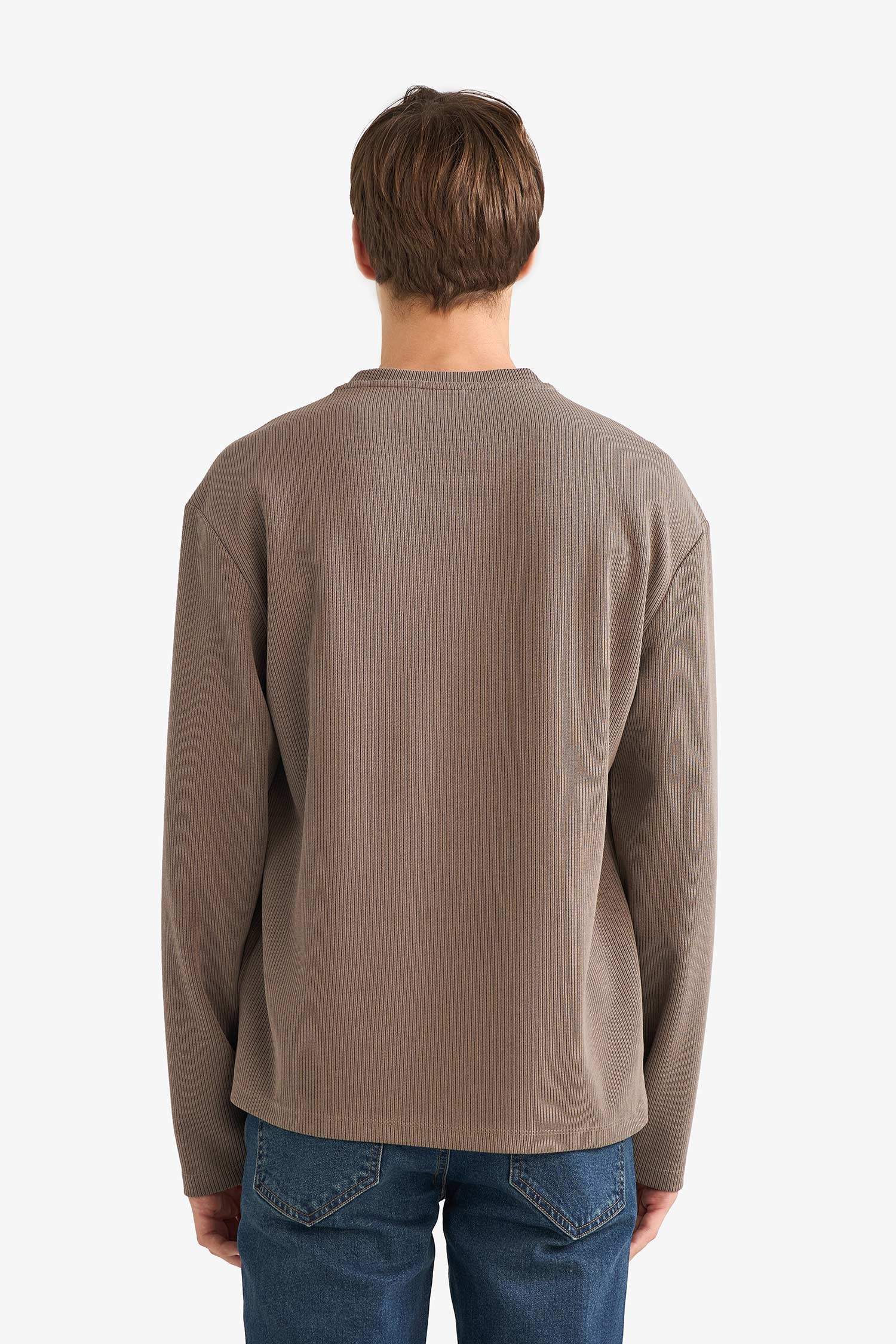 Regular Fit Crew Neck Knit Look T-Shirt
