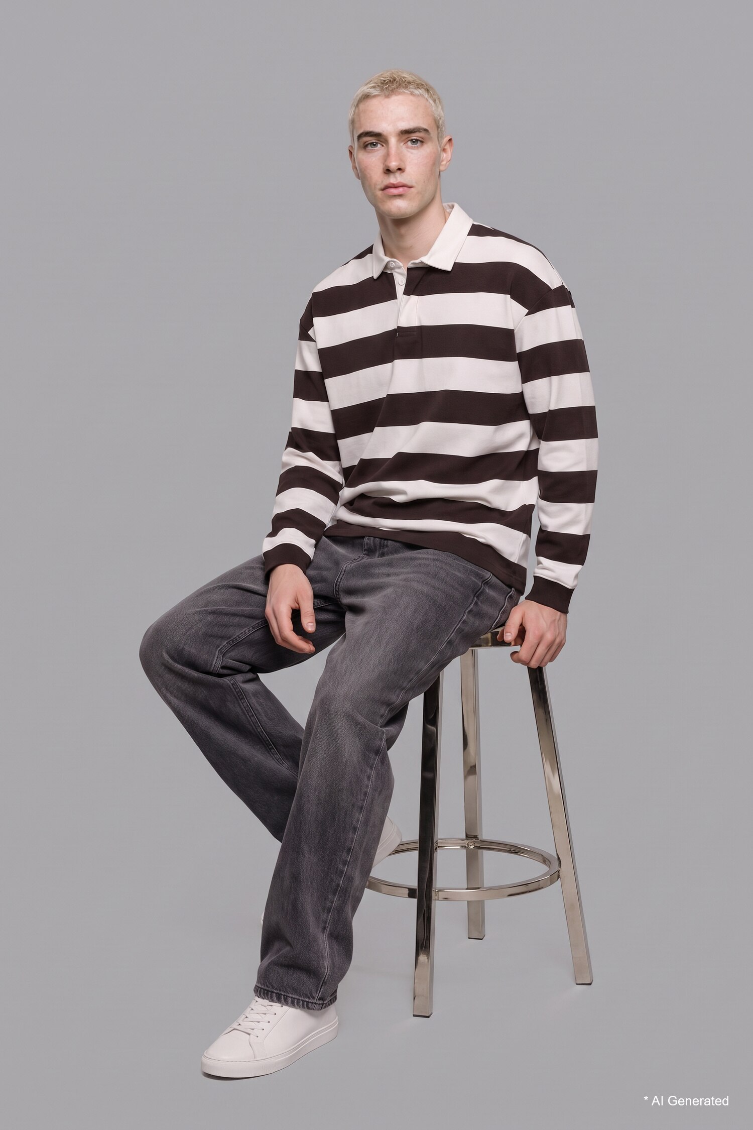 DeFacto Boxy Fıt Çizgili Sweatshirt görsel 6