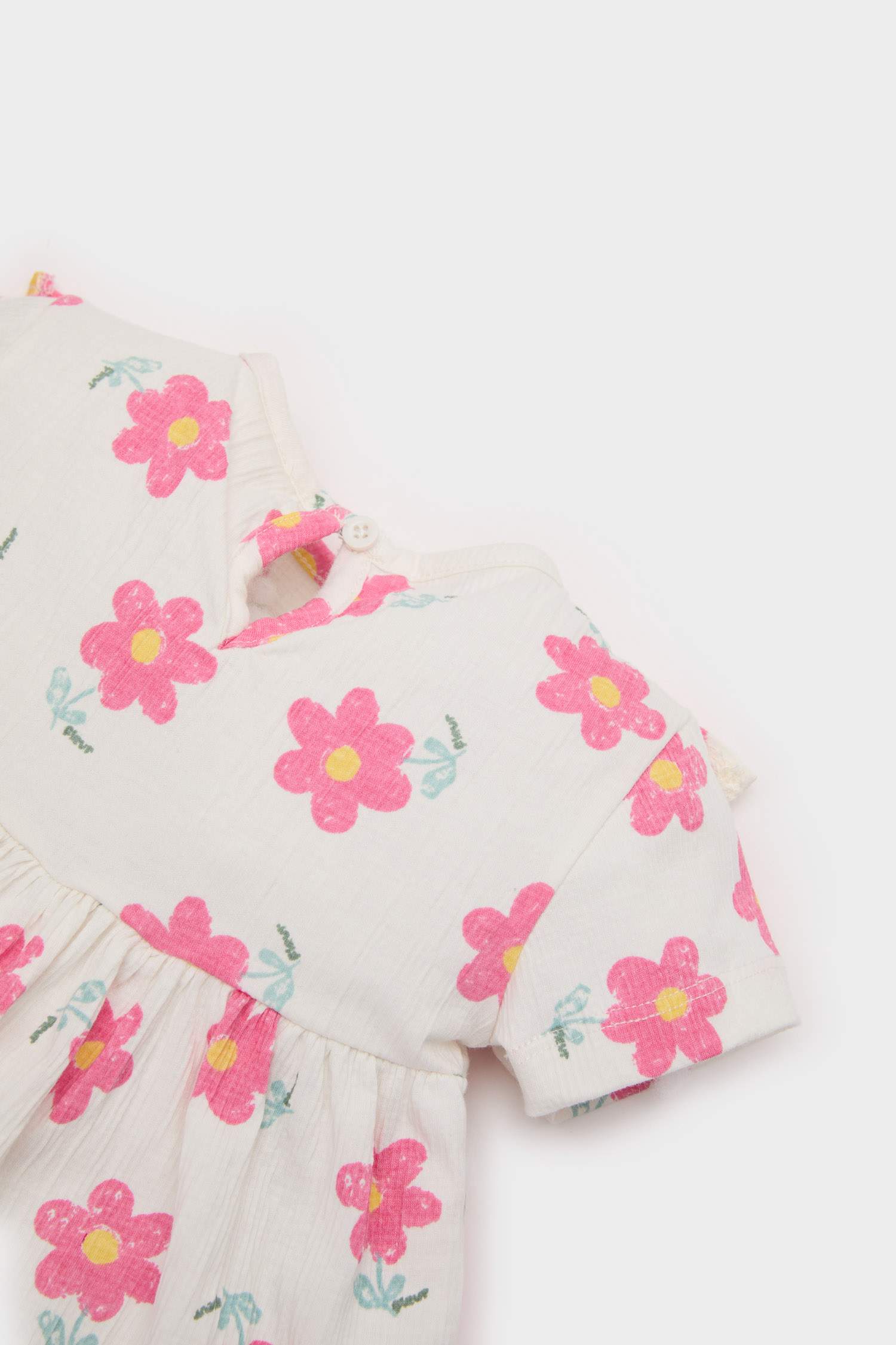 طقم بناتي فلورال قصة عادية - قطعتين