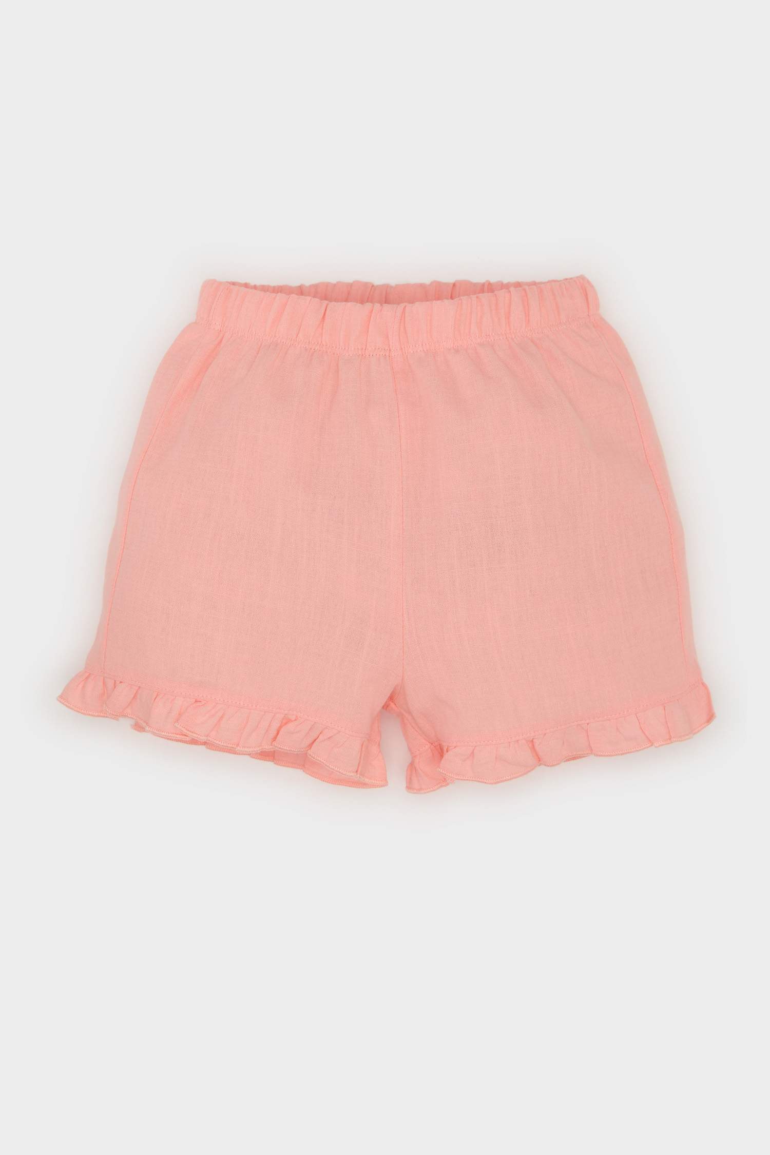 Kız Bebek 2'li Takım Çiçekli Flamlı Poplin Kısa Kollu Bluz Beli Lastikli Şort