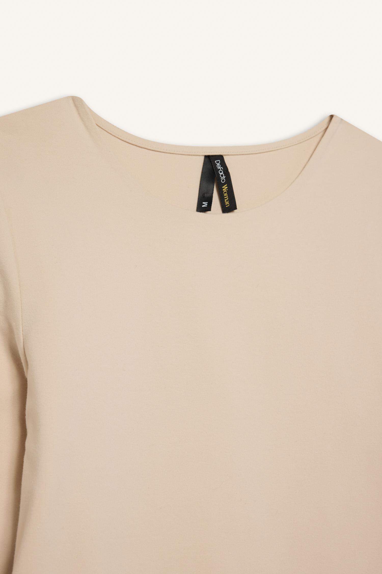 T-shirt slim à manches longues et col rond