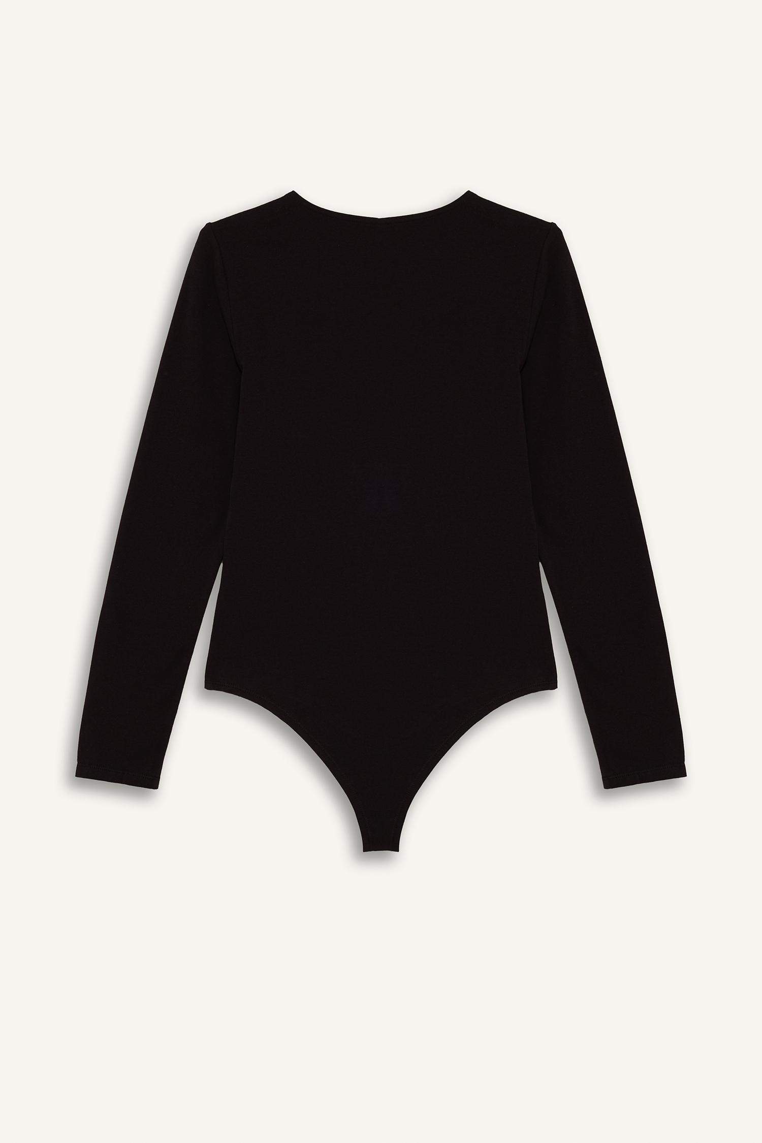 T-shirt slim à manches longues et col rond