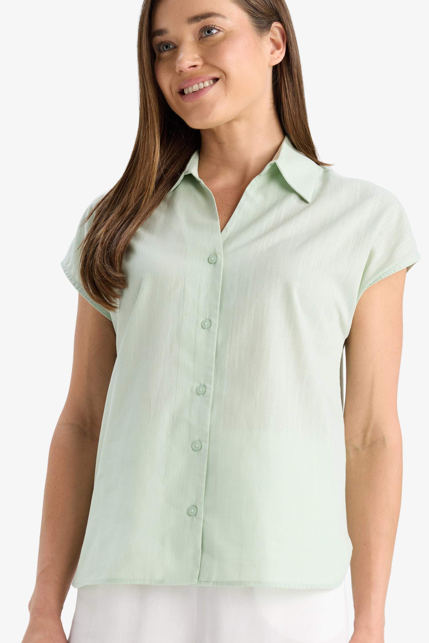 Regular Fit Flamlı Pamuk Kısa Kollu Gömlek