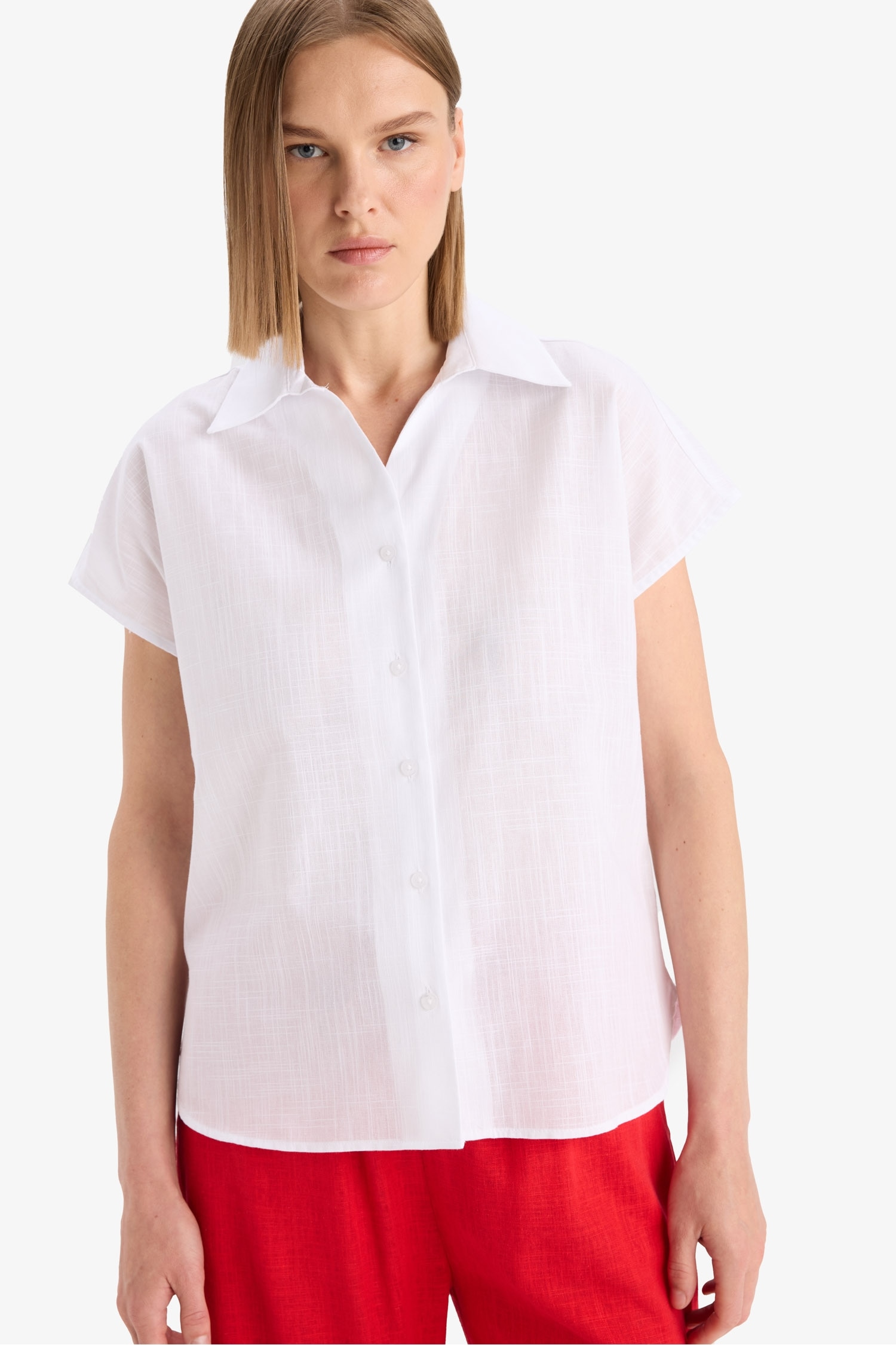 Regular Fit Cotton Short Sleeve White Shirt