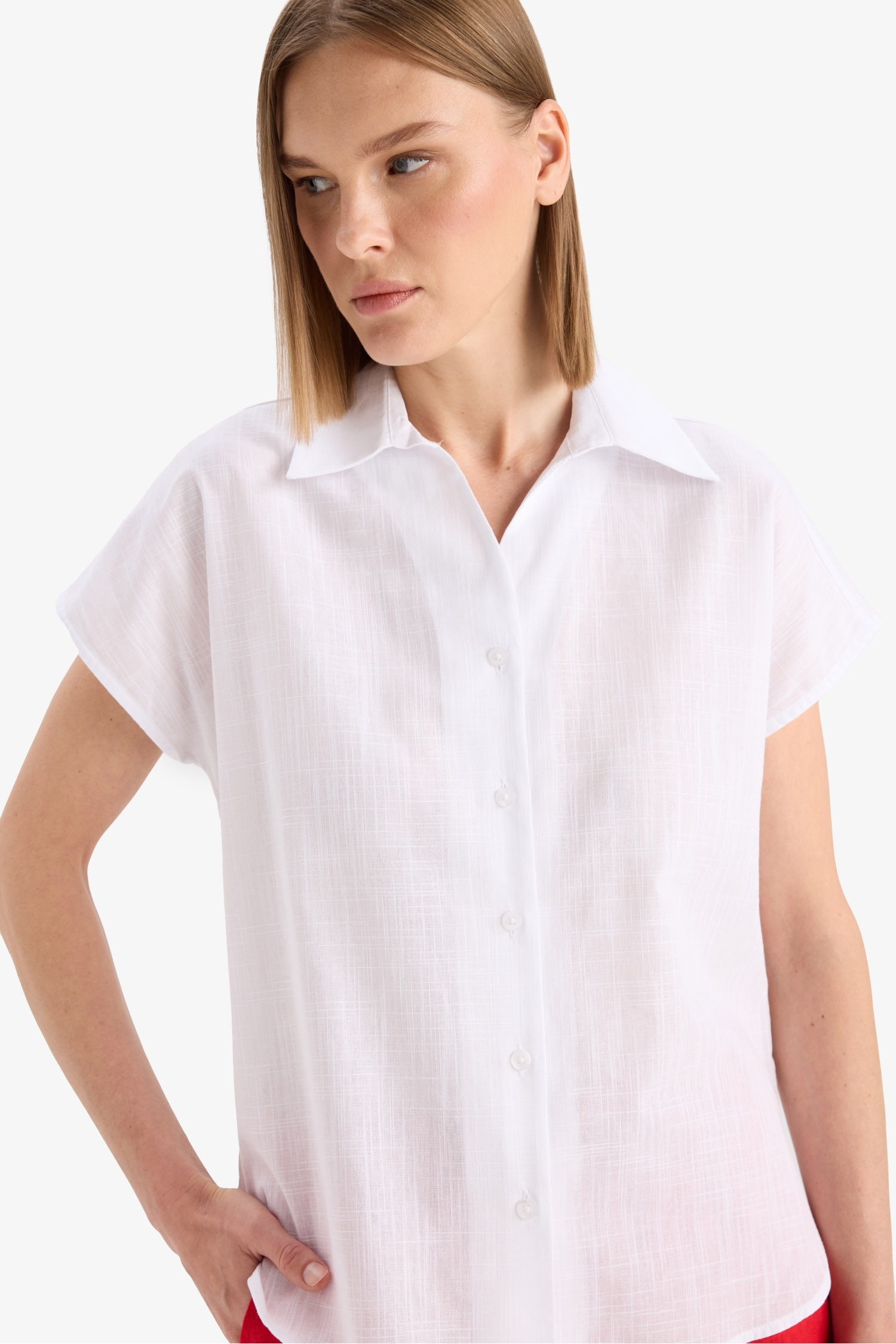Regular Fit Cotton Short Sleeve White Shirt
