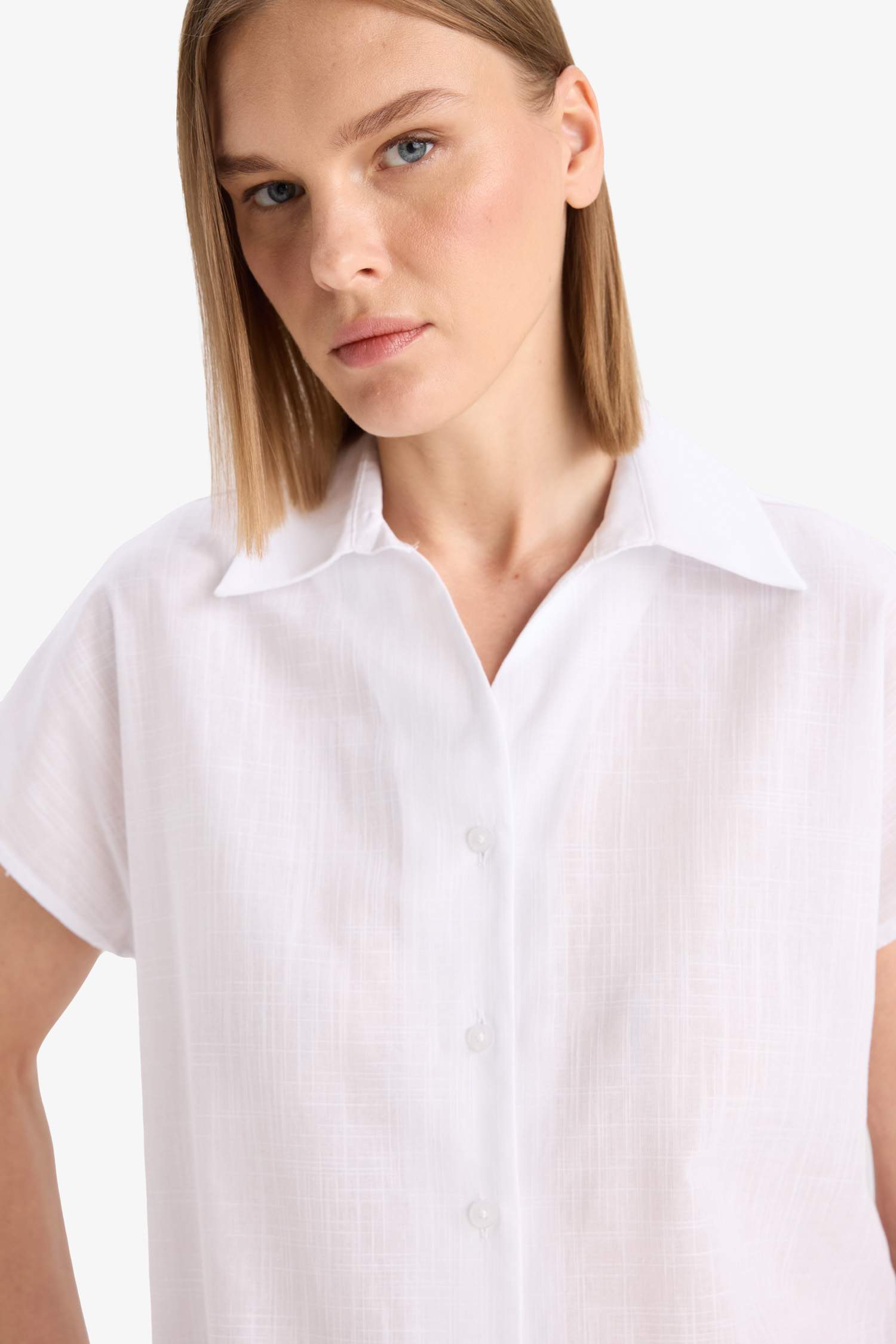 Regular Fit Cotton Short Sleeve White Shirt