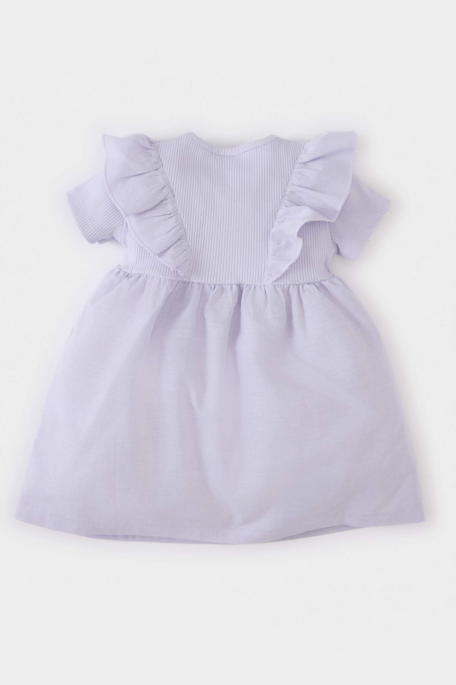 Kız Bebek Kısa Kollu Fitilli Kaşkorse Yazlık Elbise