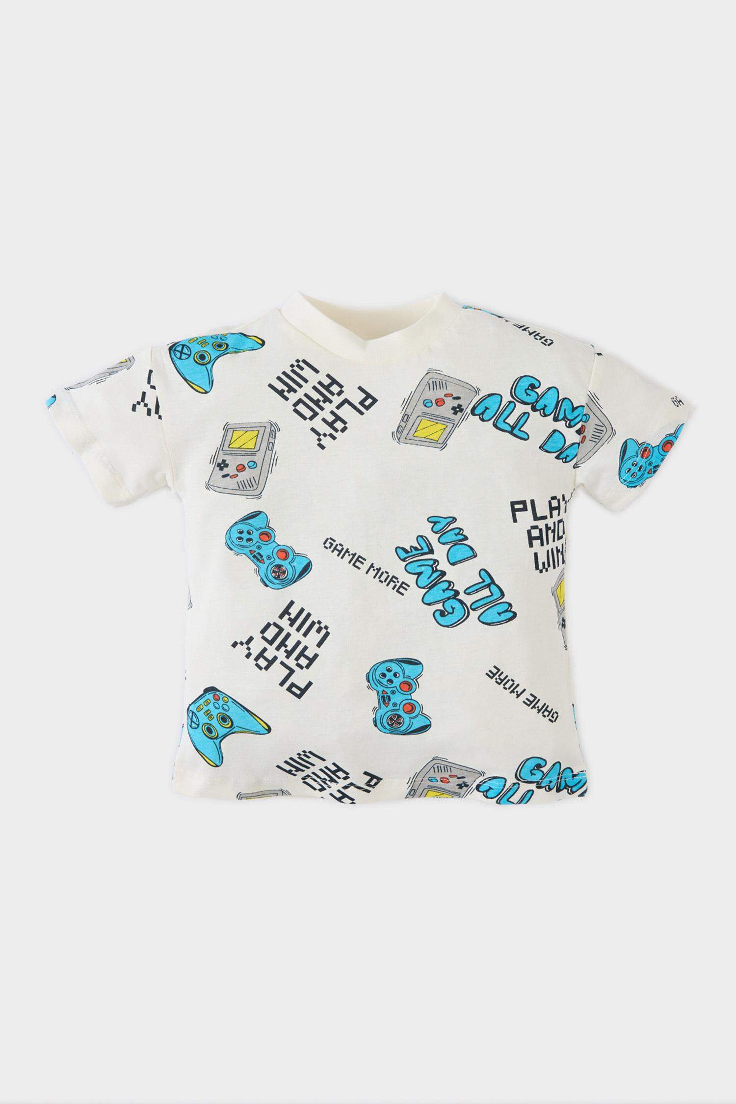 Baby Boy Crew Neck Patterned T-Shirt