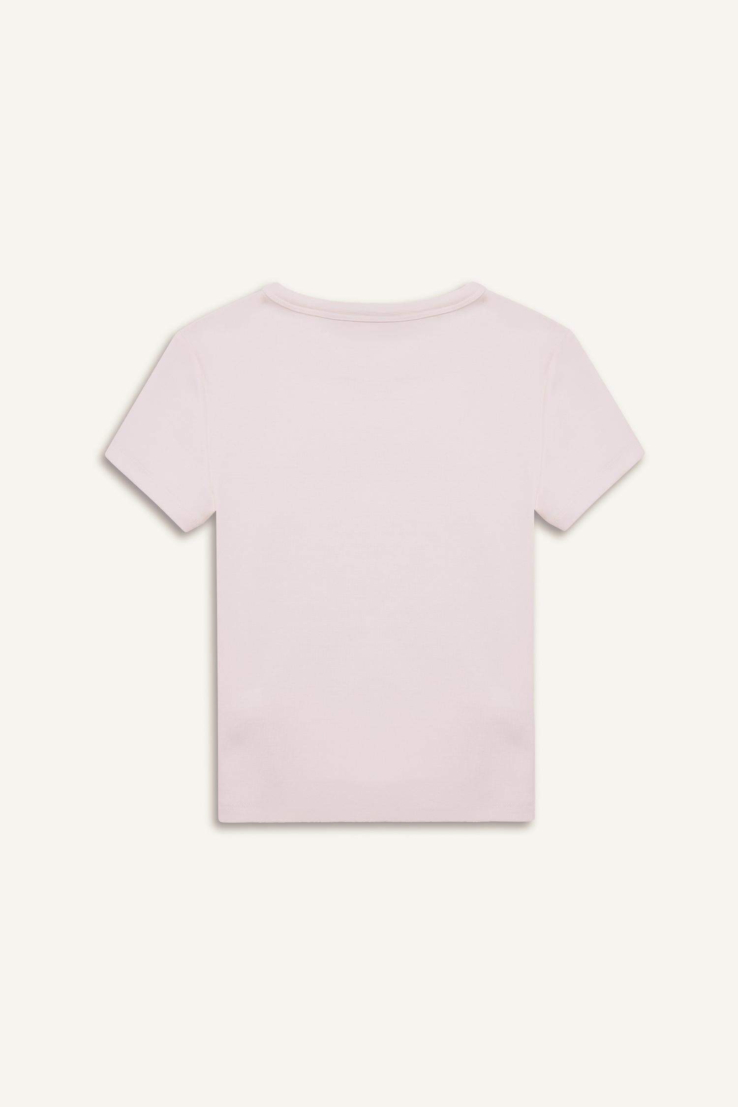 Coool Fitted Bisiklet Yaka Baskılı Ribana Kısa Kollu Tişört