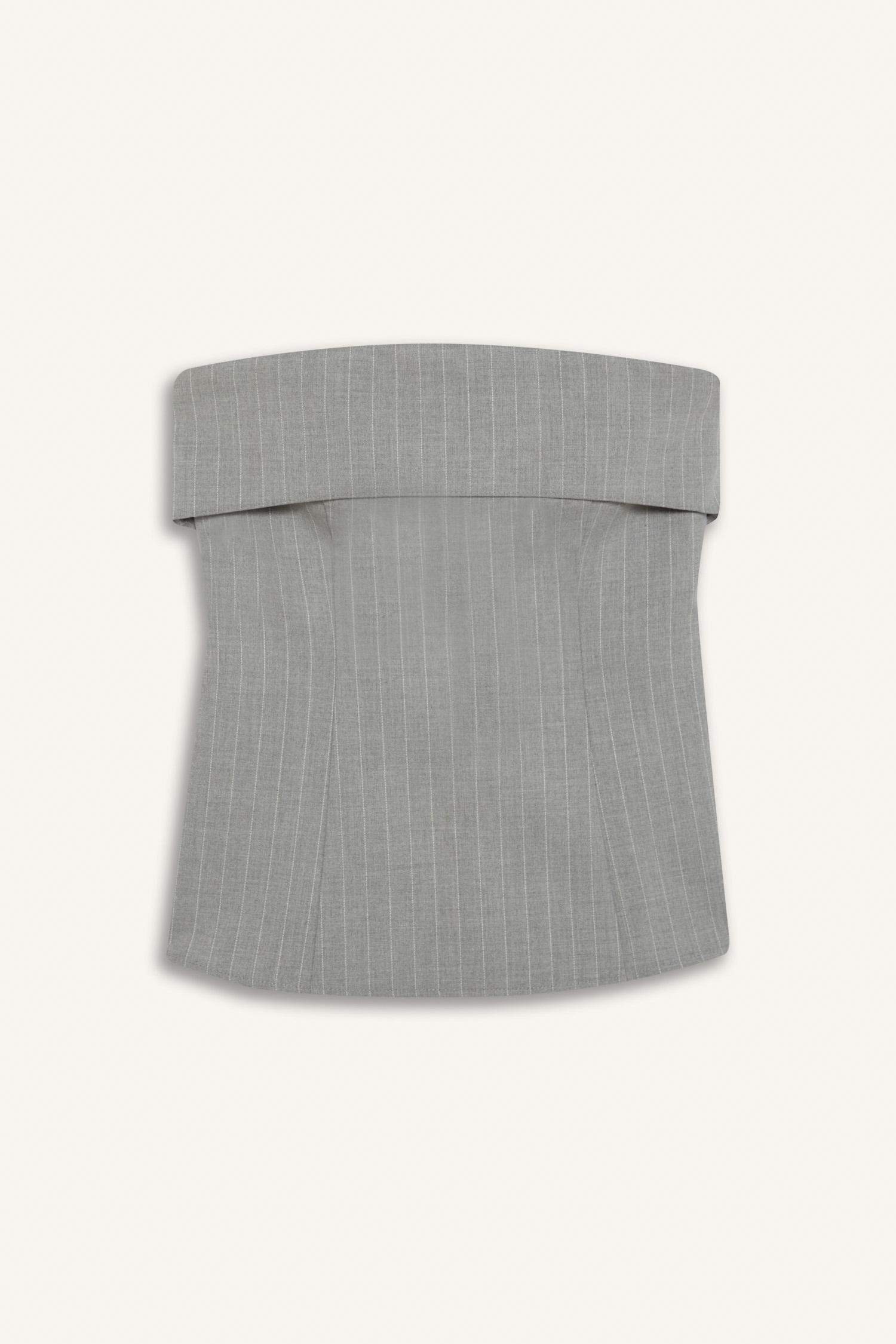 Afra x DeFacto Fitted Straplez Çizgili Bluz