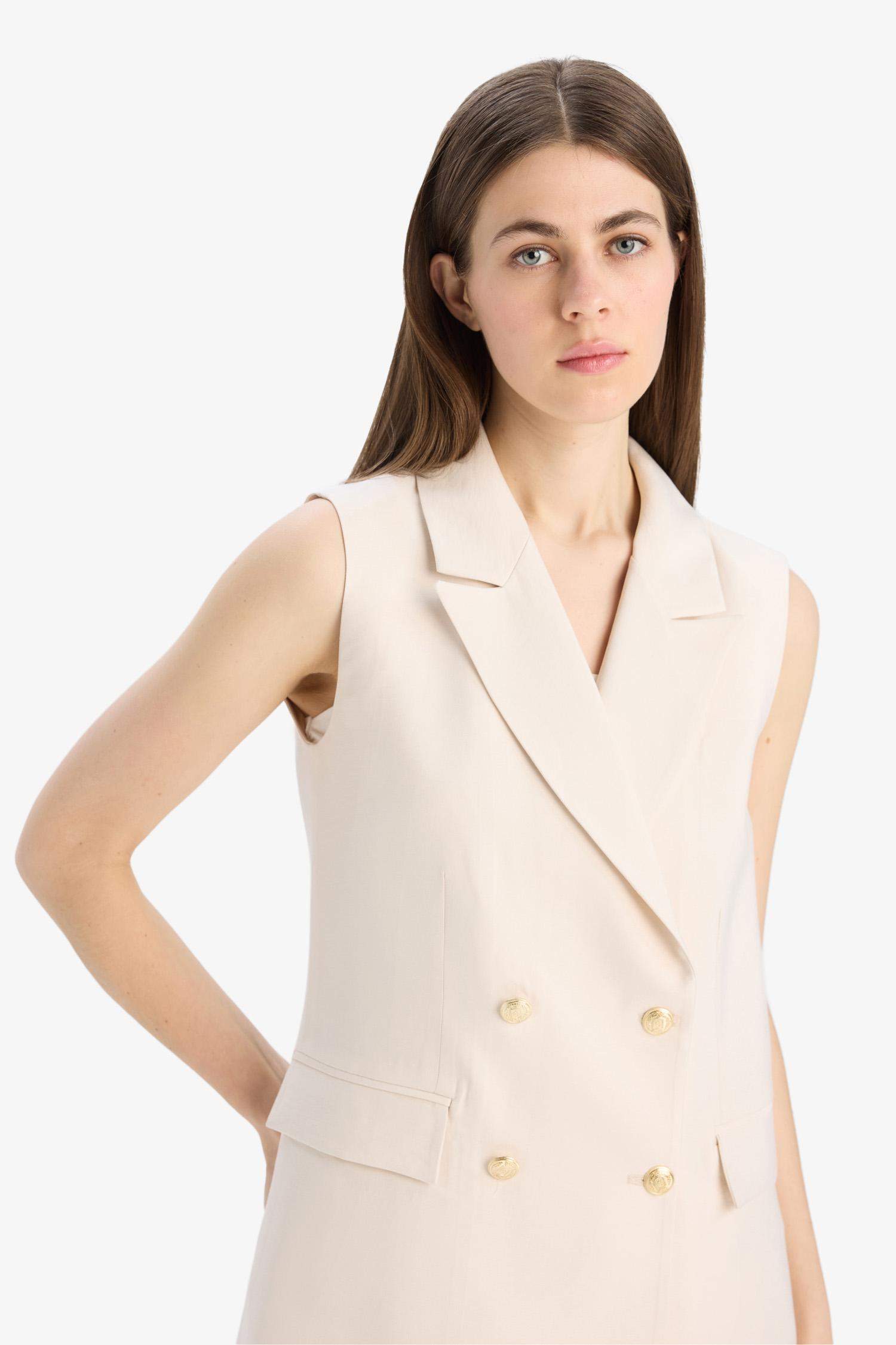 Regular Fit Ceket Yaka Tensel Blazer Yelek