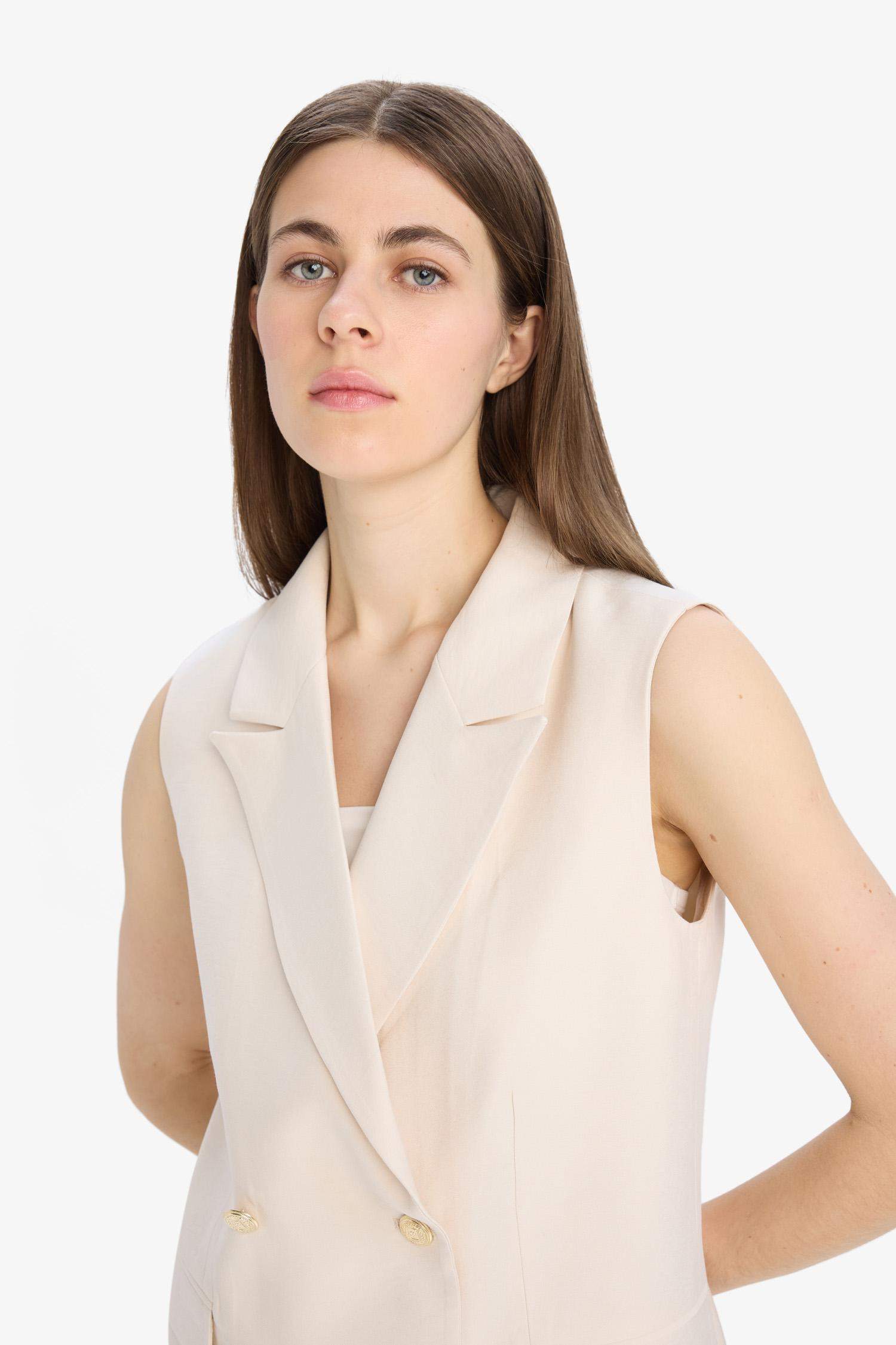 Regular Fit Ceket Yaka Tensel Blazer Yelek