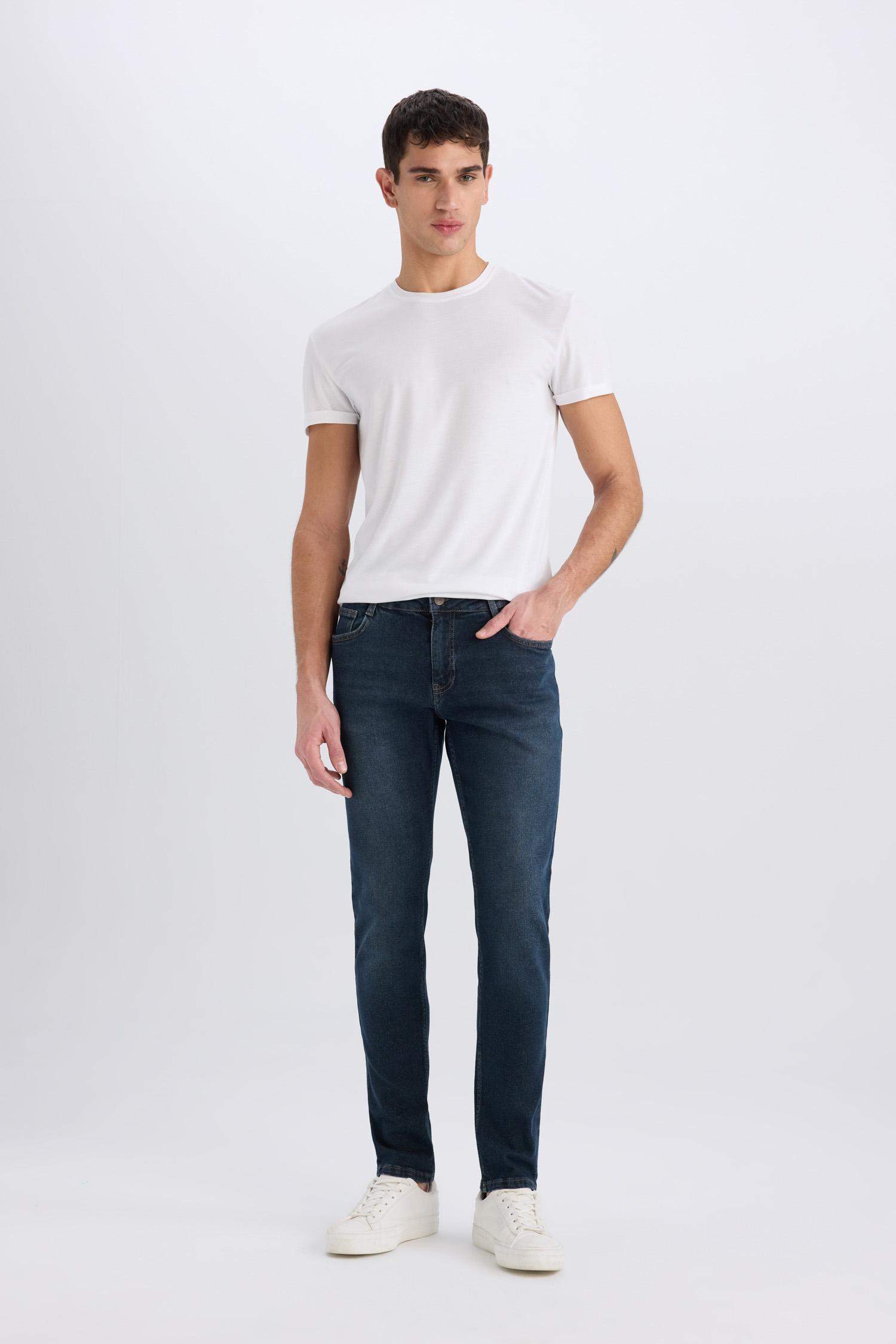 سروال جينز سليم فيت بخصر عادي