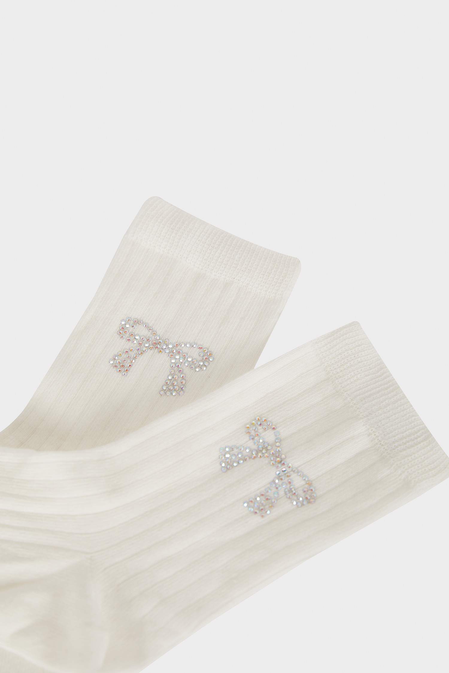 Kadın Dikişsiz Parlak Kurdele Baskılı Penye Pamuklu Premium Uzun Çorap