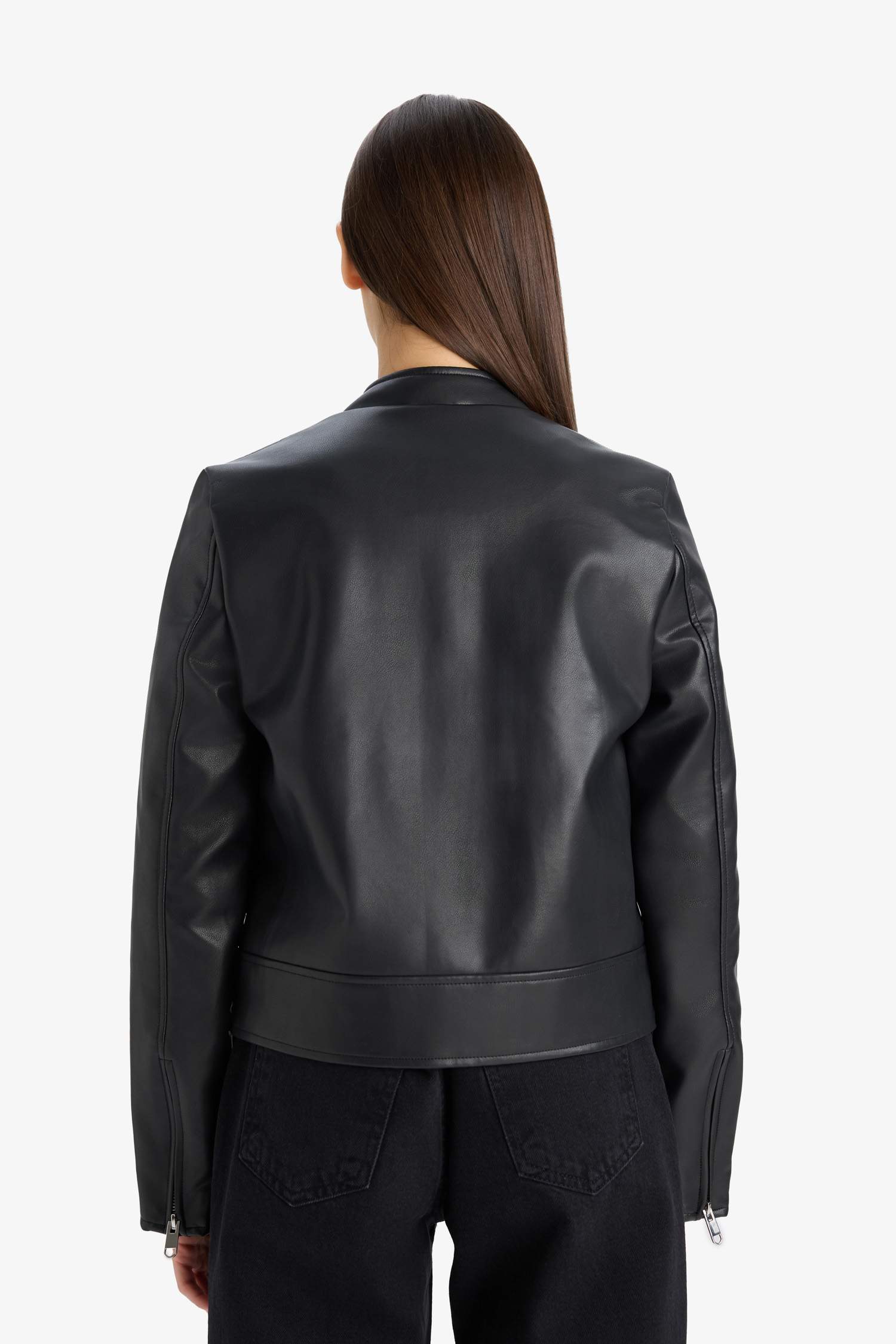 Blouson en simili fermeture zip Coupe régulière