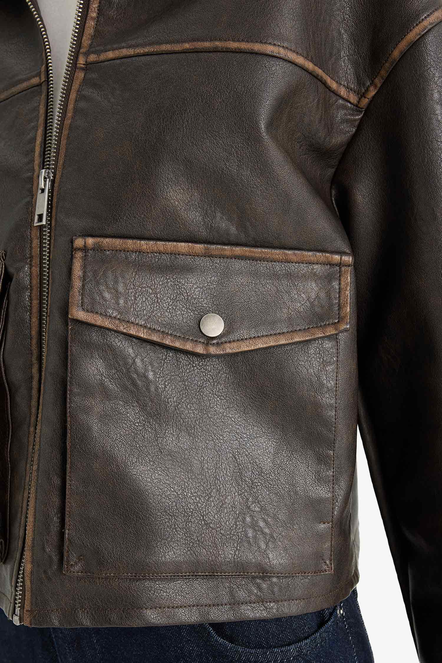 поло жаға тафетта ПУ Күртеше