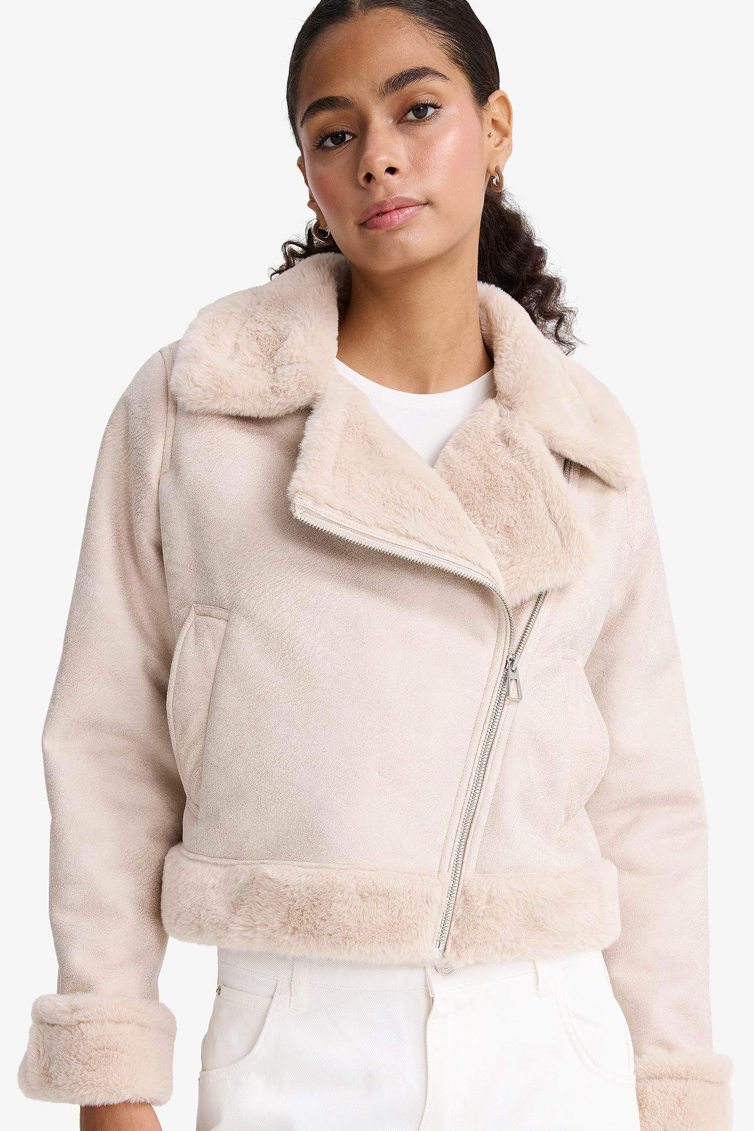 Regular Fit Suni Kürk Astarlı Mont