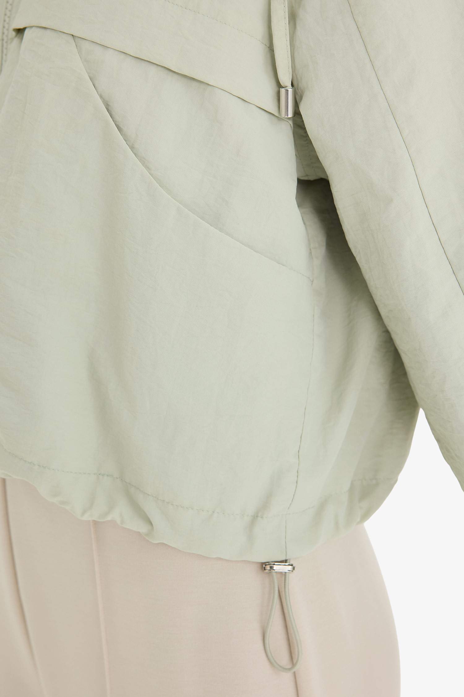 Regular Fit Hooded Zippered Crop Raincoat