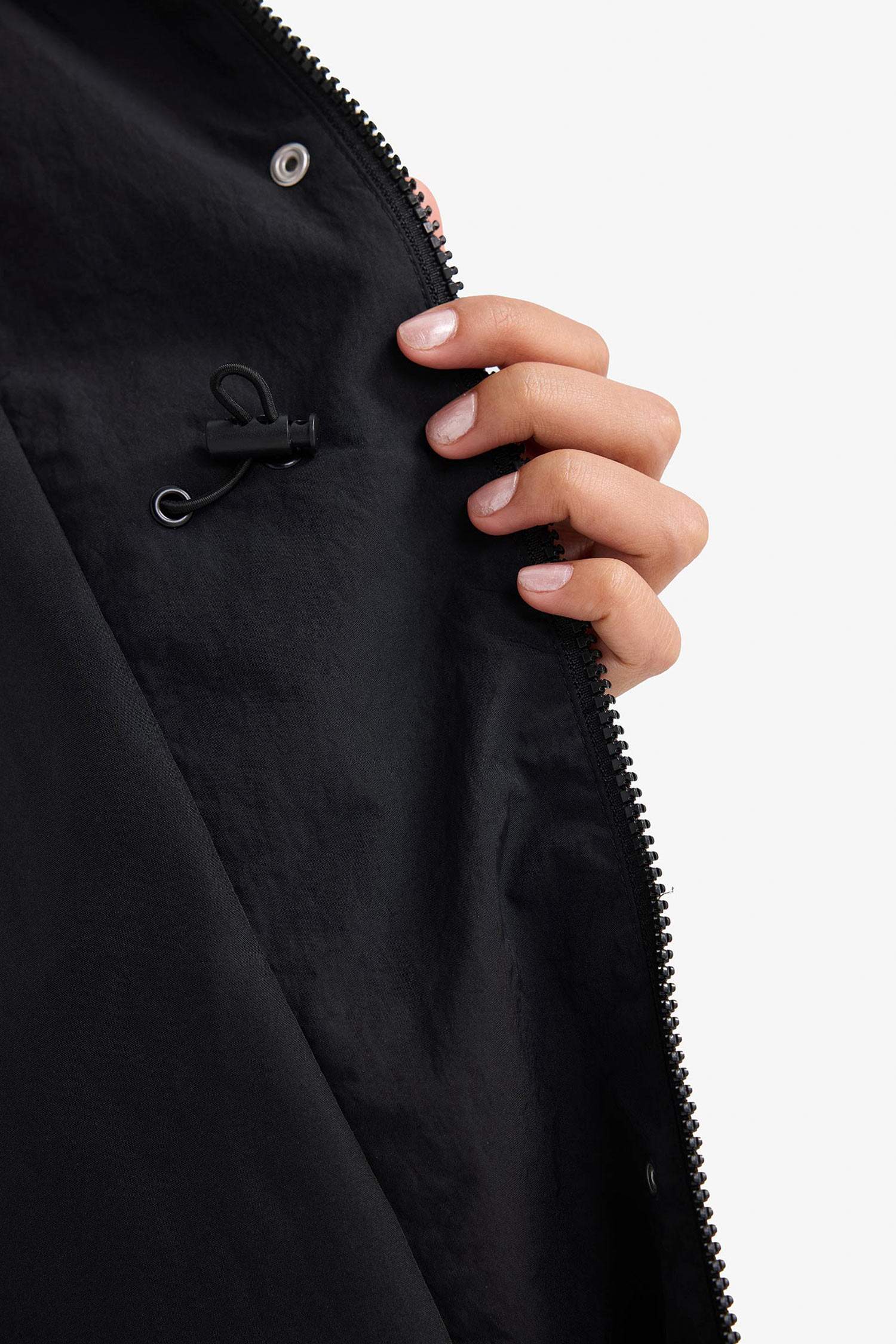 جاكيت مطر طويل قصة عادية بغطاء للرأس