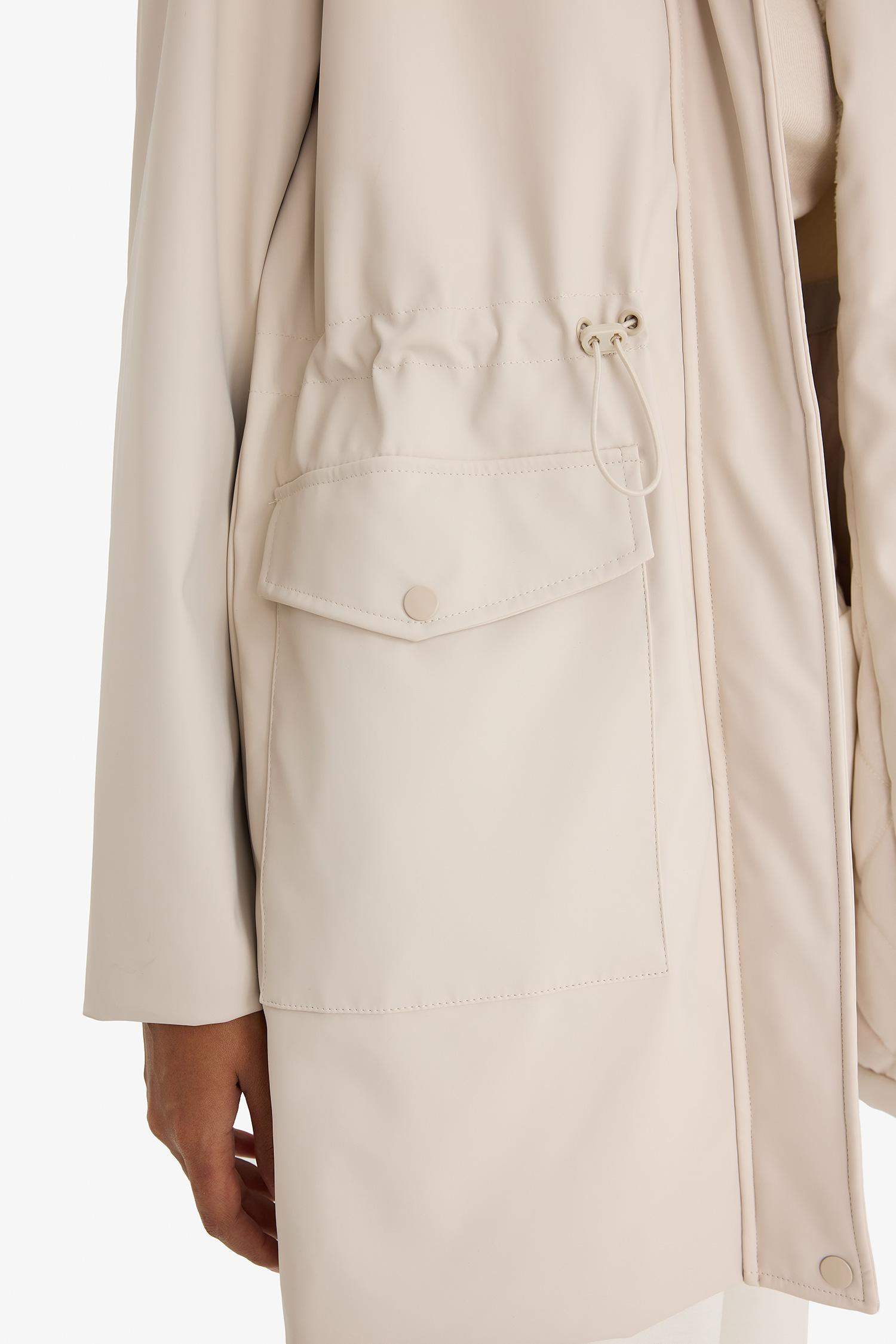 Regular Fit Faux Leather Raincoat