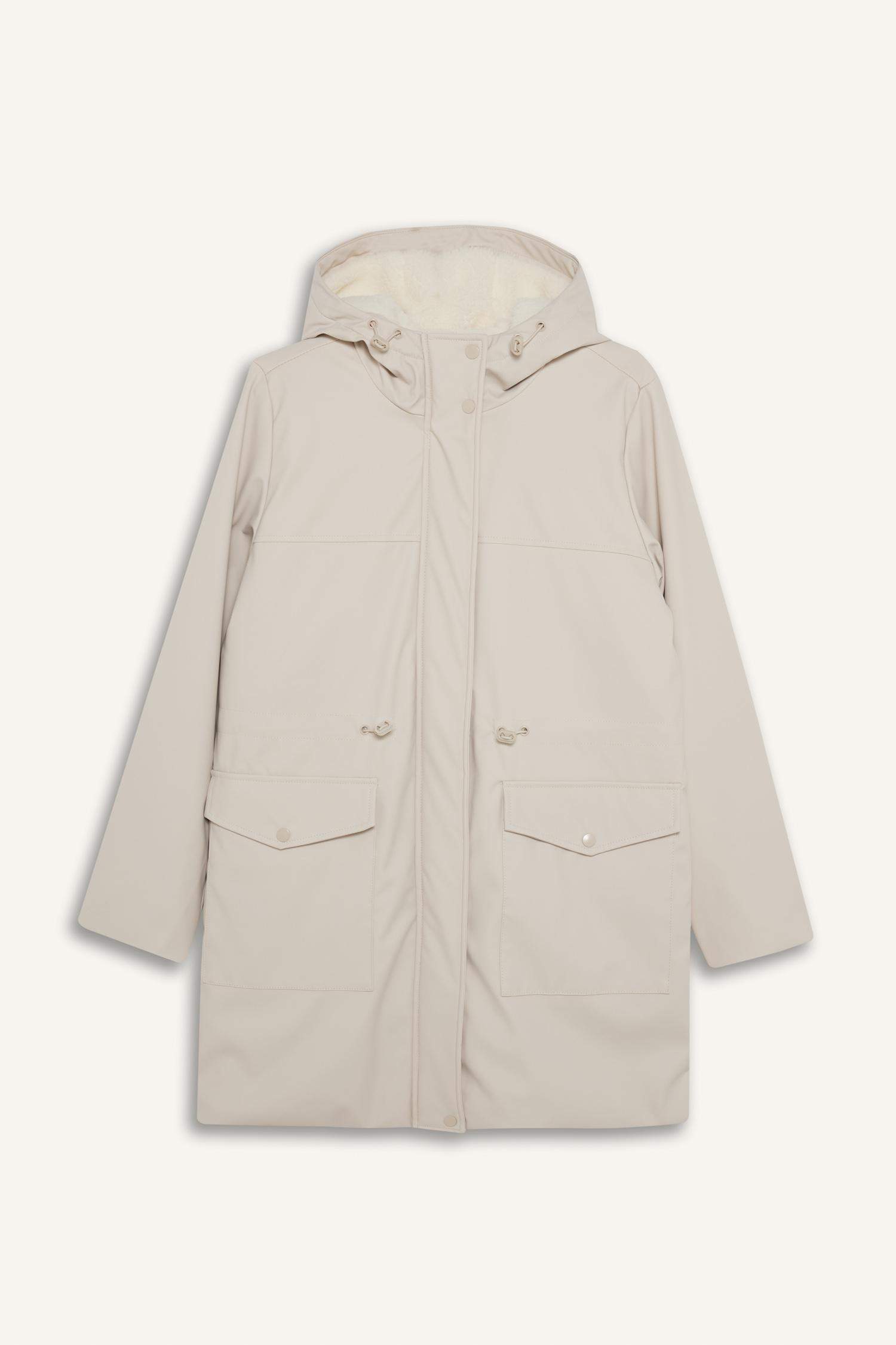 Regular Fit Faux Leather Raincoat