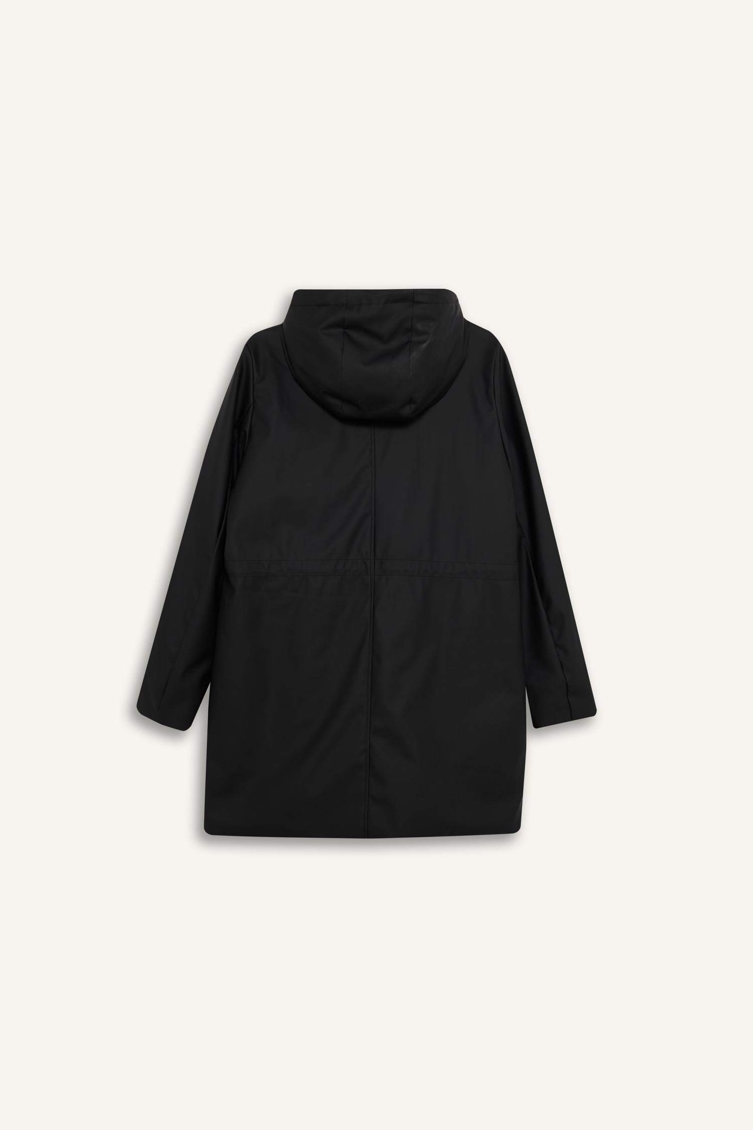 جاكيت مطر جلد صناعي قصة عادية بغطاء للرأس