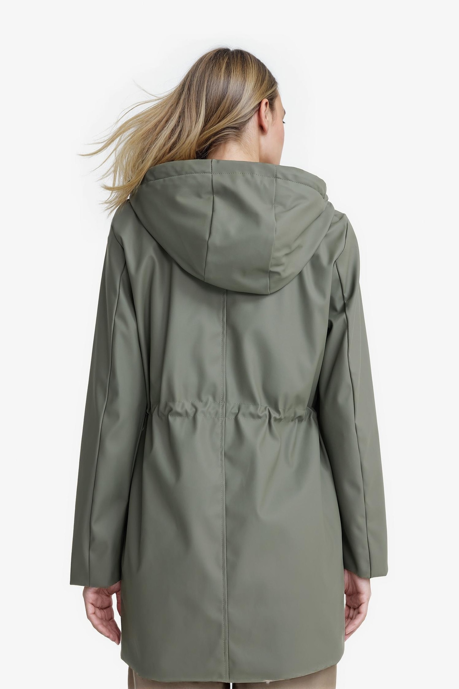 Regular Fit Kapüşonlu Suni Deri Yağmurluk