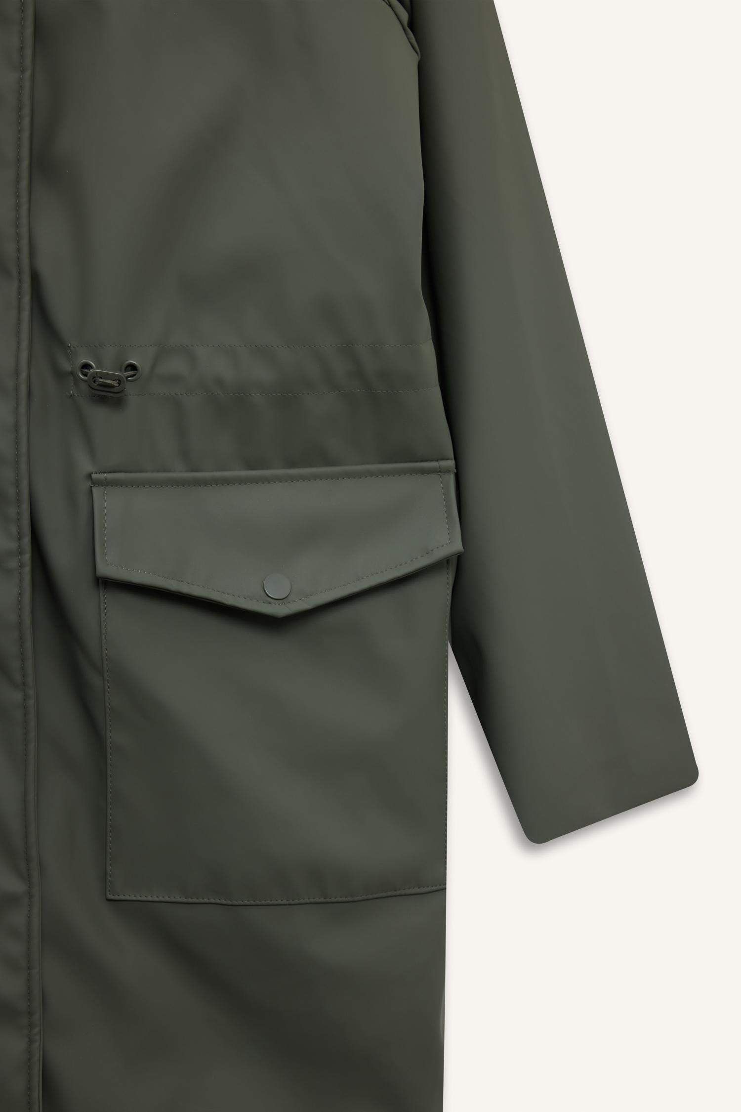 Regular Fit Kapüşonlu Suni Deri Yağmurluk