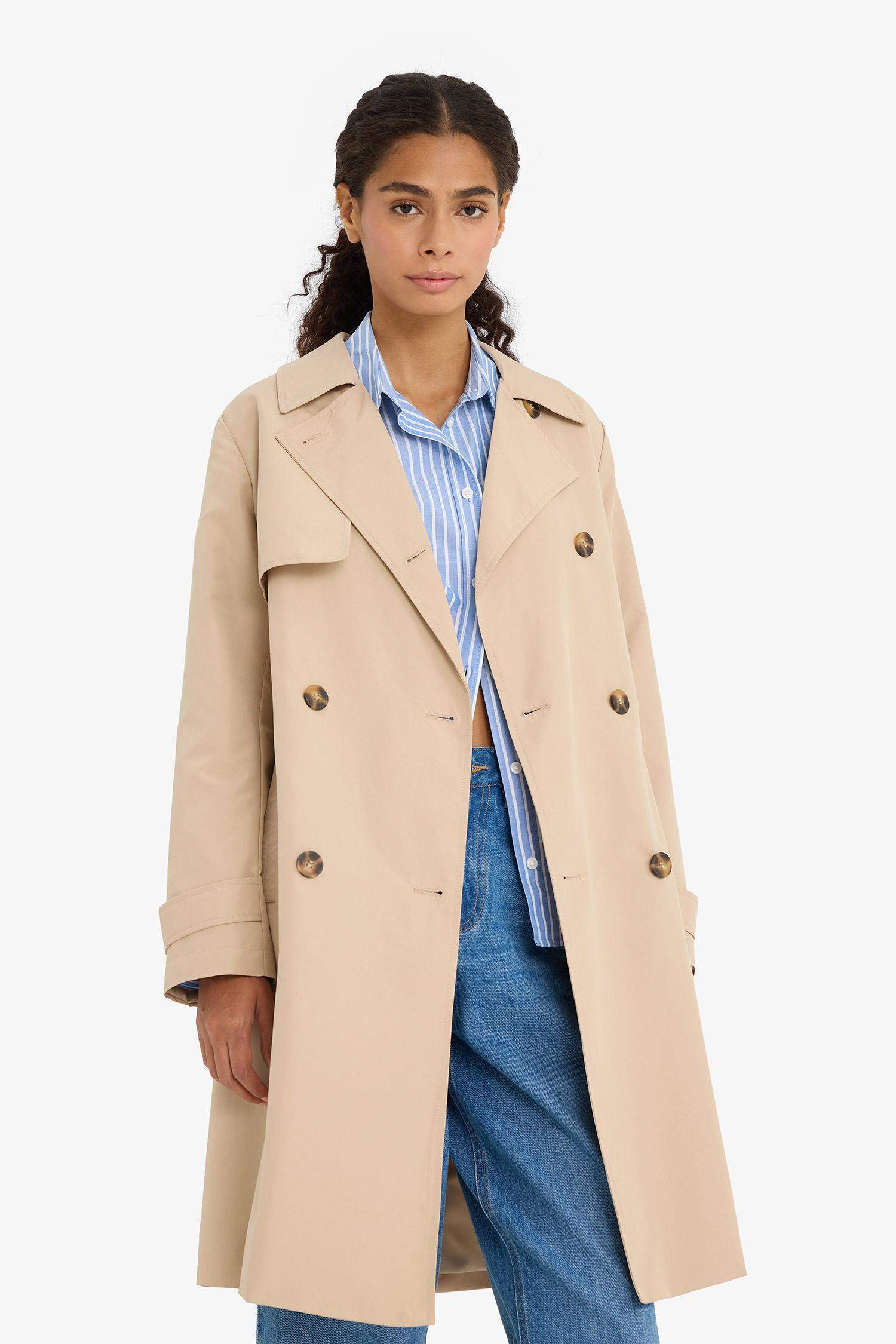 Regular Fit Belted Pocket Trench Coat