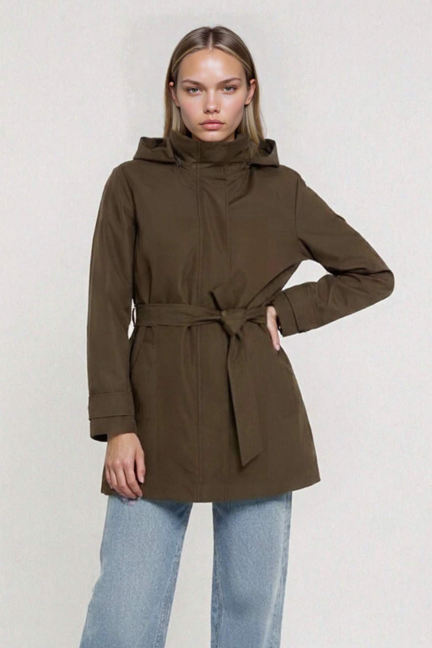Regular Fit Cotton Hooded Trenchcoat