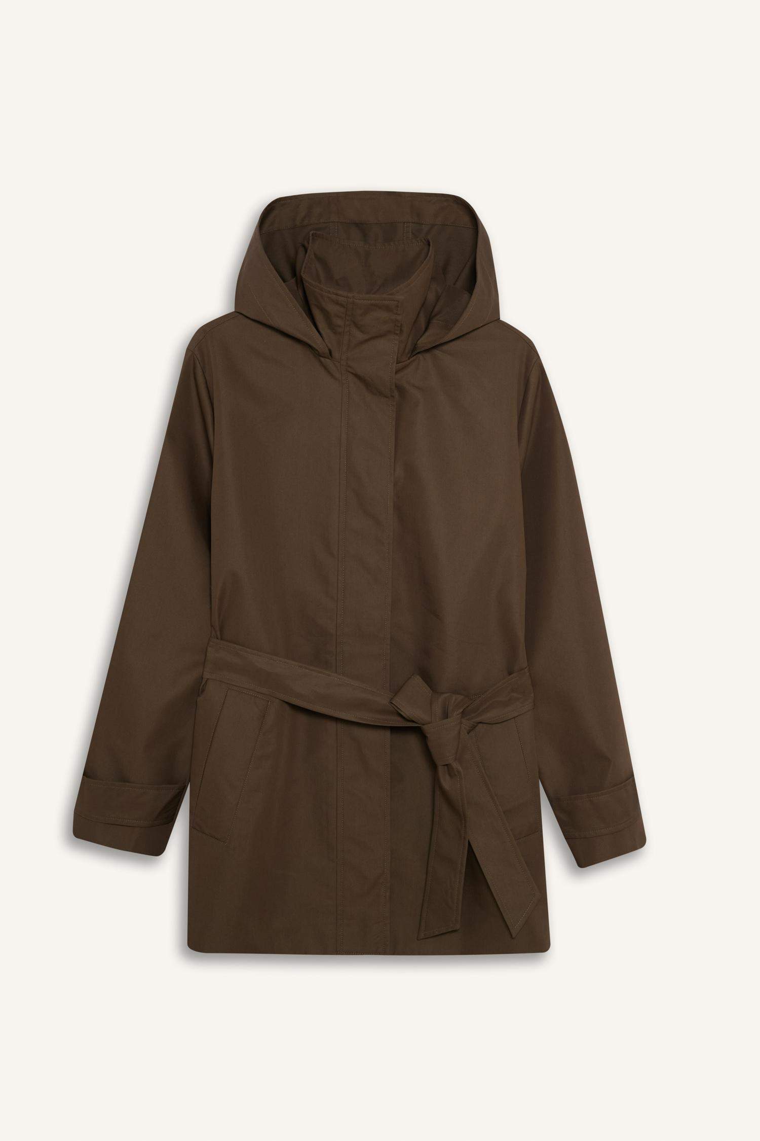 Regular Fit Cotton Hooded Trenchcoat