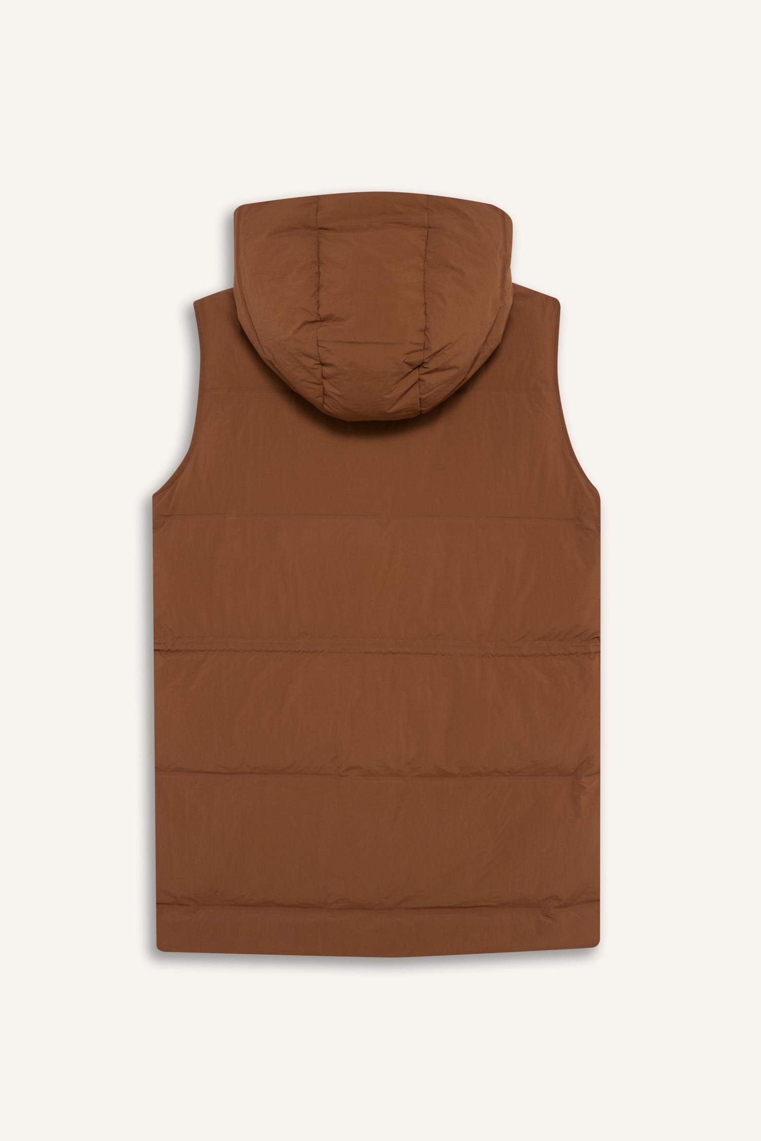 Regular Fit Kapüşonlu Fermuarlı Beli Lastikli Şişme Yelek