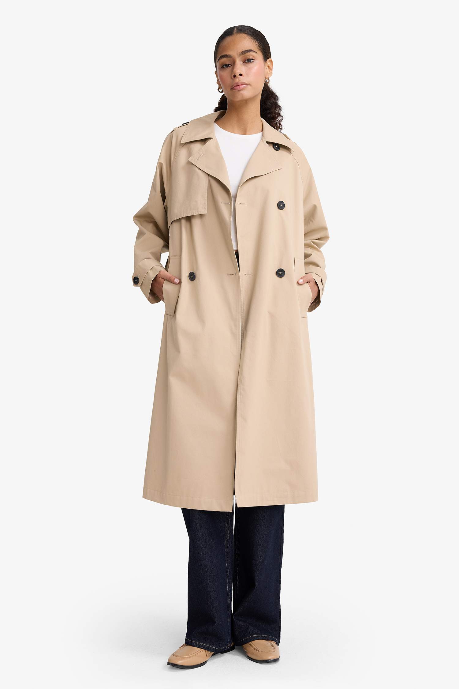 Regular Fit Cotton Belted Long Trench Coat