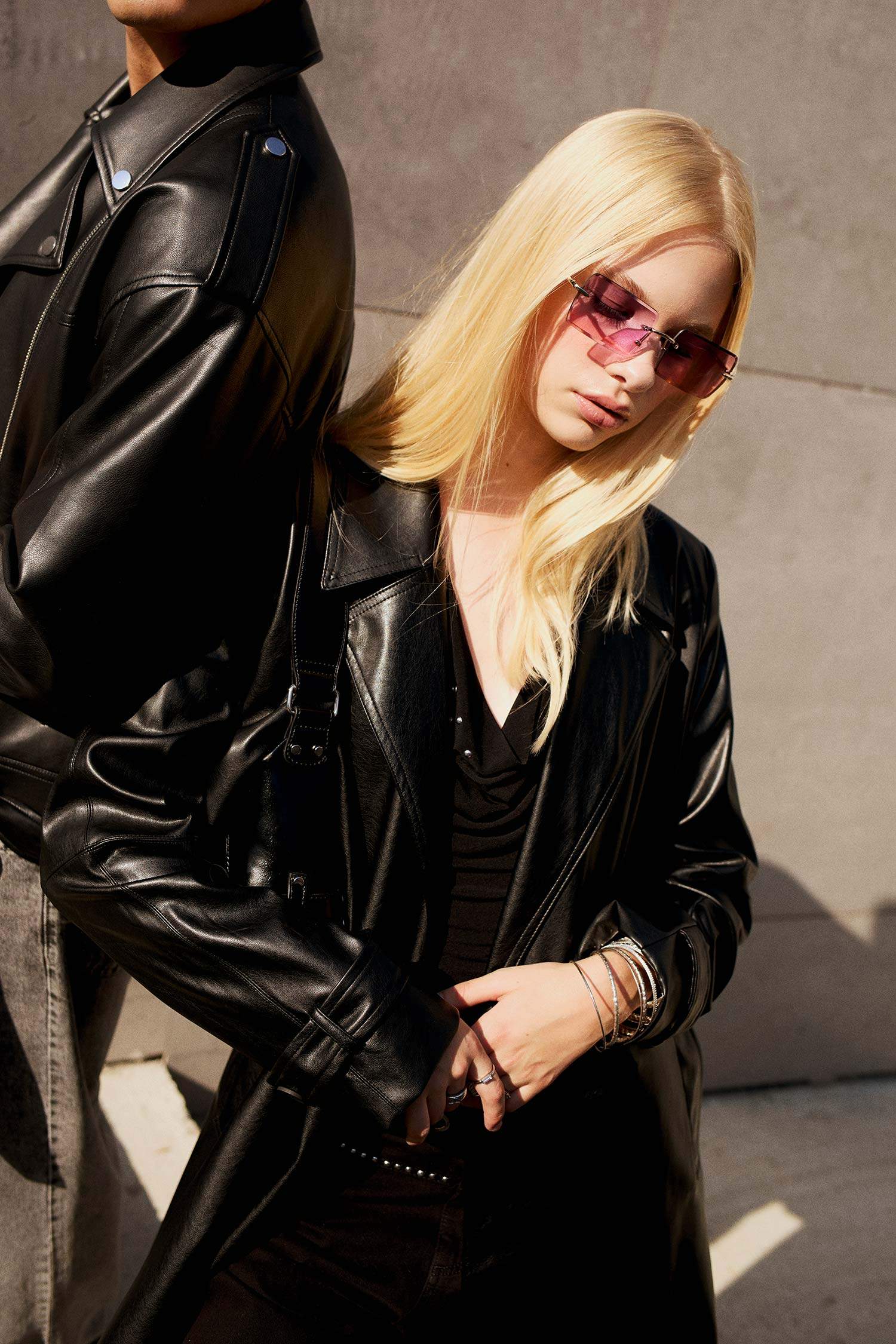 Regular Fit Faux Leather Trenchcoat