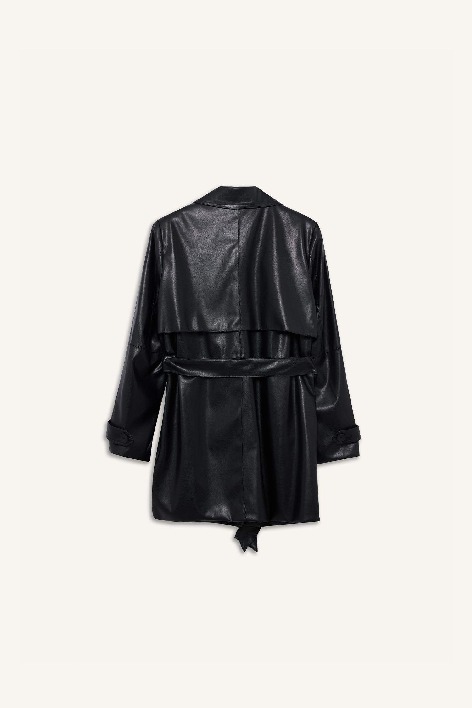 ترانش كوت قصير جلد صناعي قصة عادية